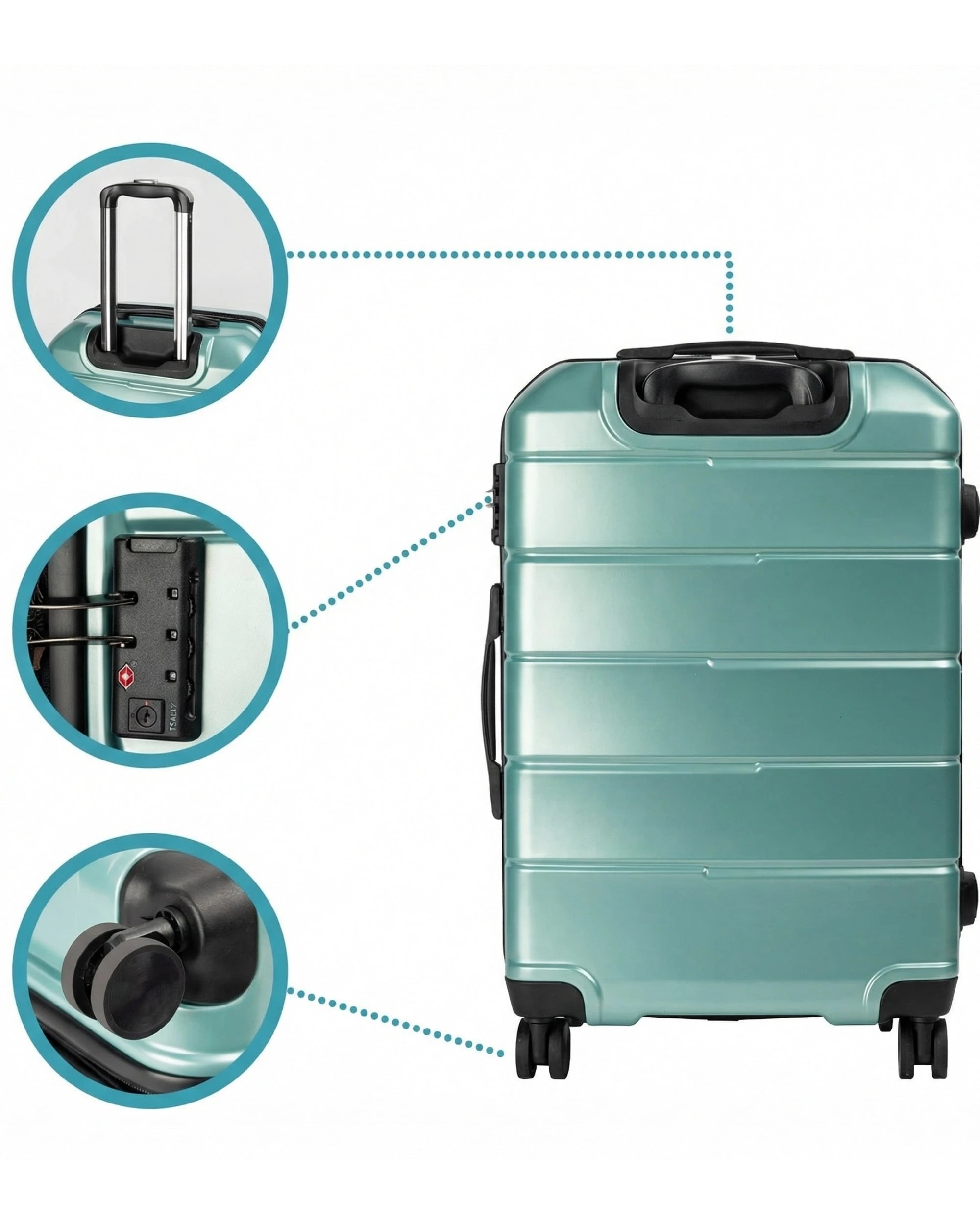 3 Olympus Artemis 24in Hard Shell Suitcase Electric Travel Luggage - Green, 3 of 8