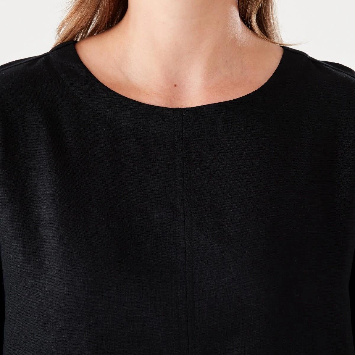 5 Long Sleeve Linen Blend Top BLACK, 5 of 6
