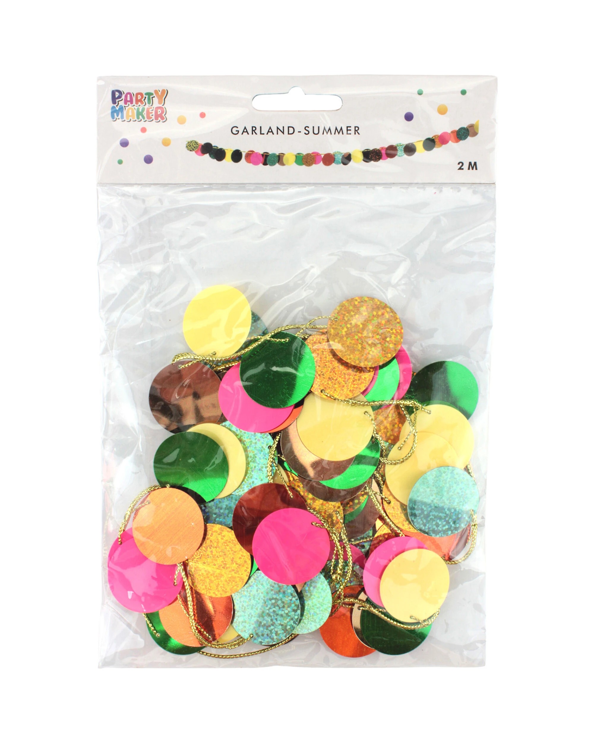 3 Party Maker Tropical Summer Prismatic Circle Garland Banner 2m - Assorted, 3 of 3