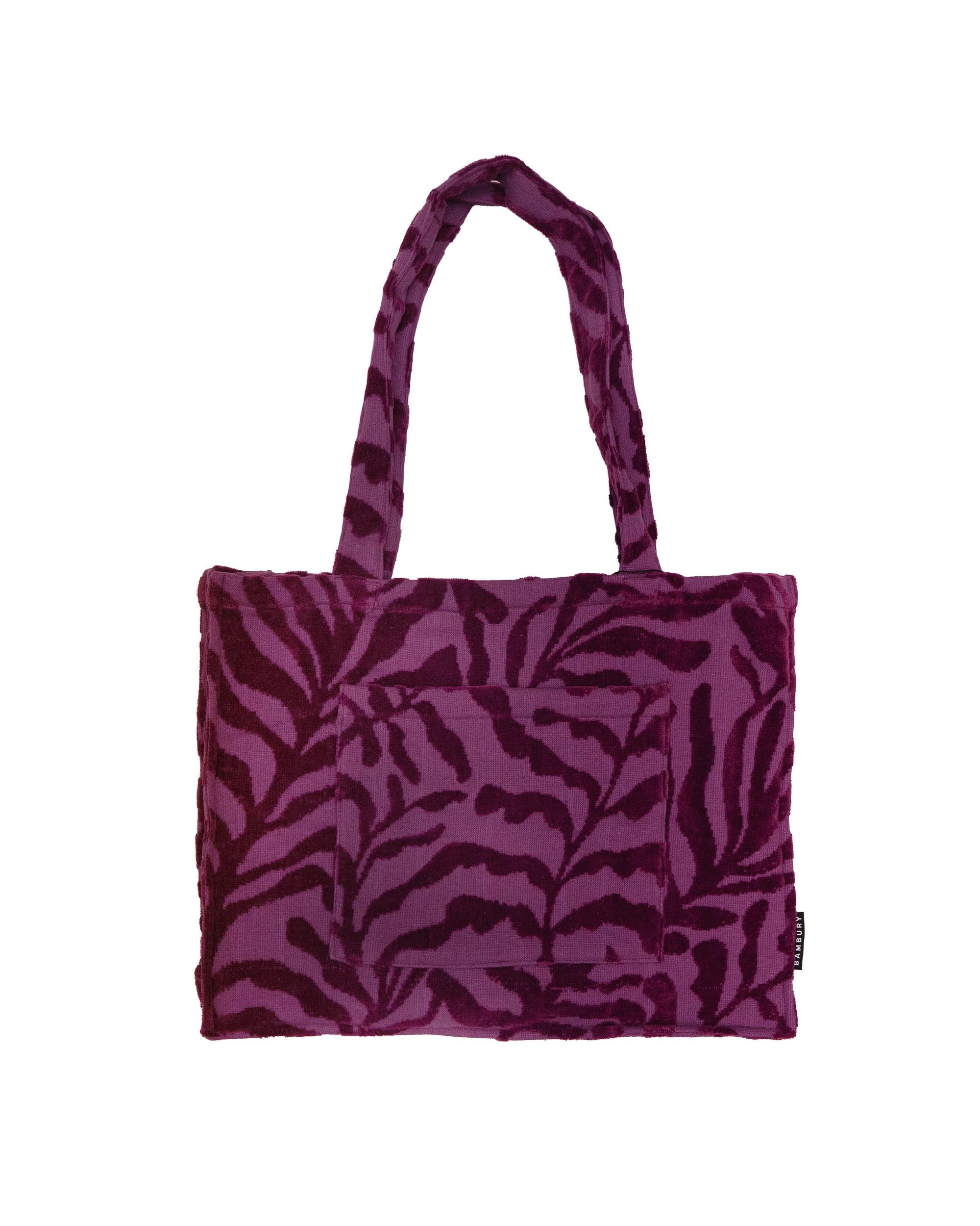 1 Bambury Nori HiLo Tote Bag Carry All Handbag Large Cotton Durable Pocket Berry - Purple, 1 of 3