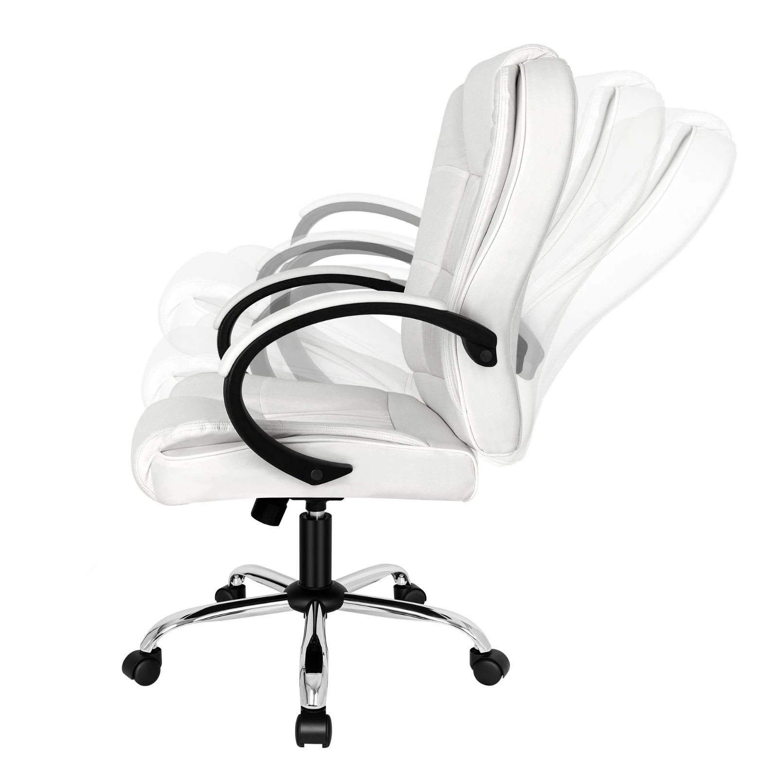 6 Alfordson Office Chair Executive PU Leather Computer Gaming Racer Seat - White, 6 of 10