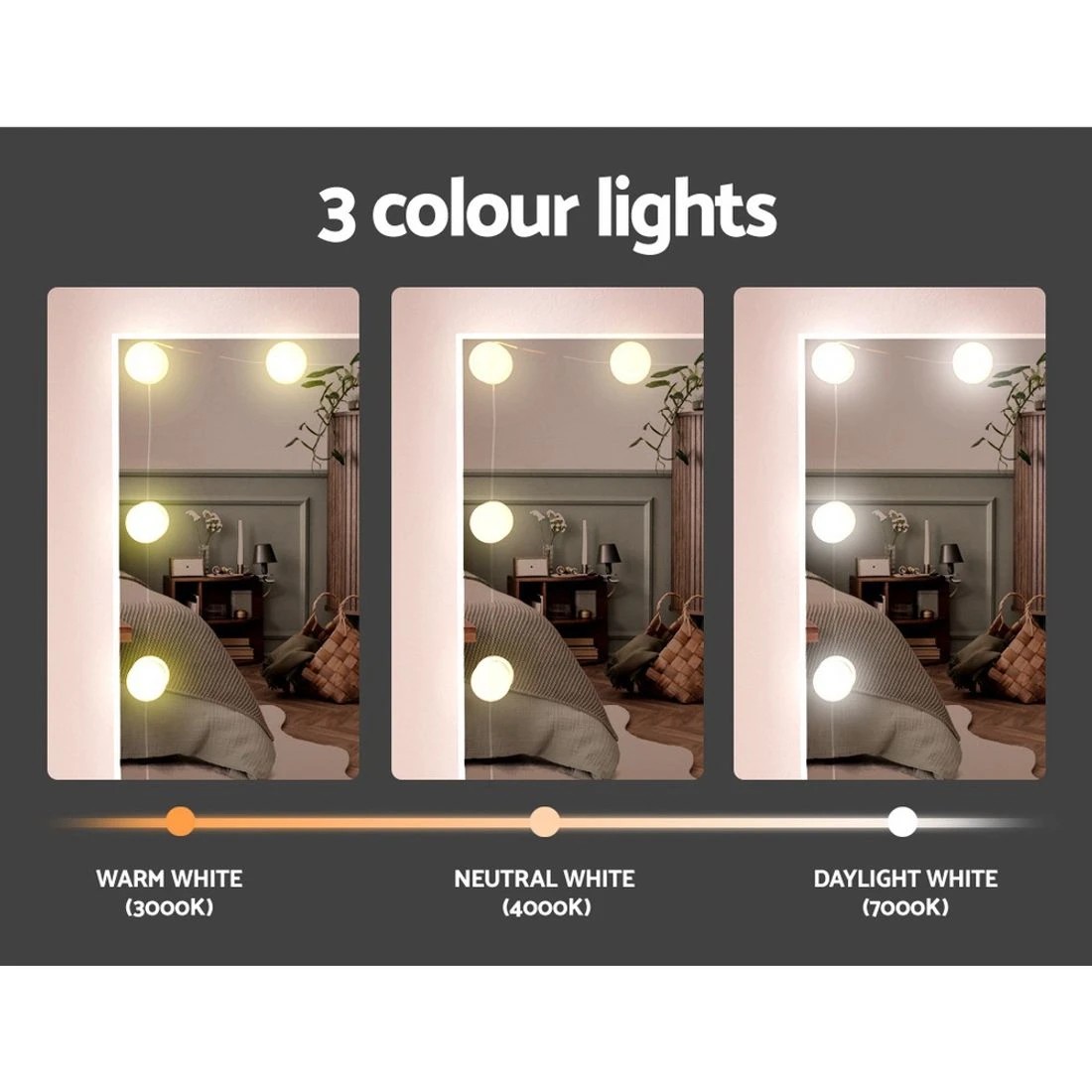 6 Artiss Dressing Table Set Stool 10 LED Bulbs  Dale - White, 6 of 8