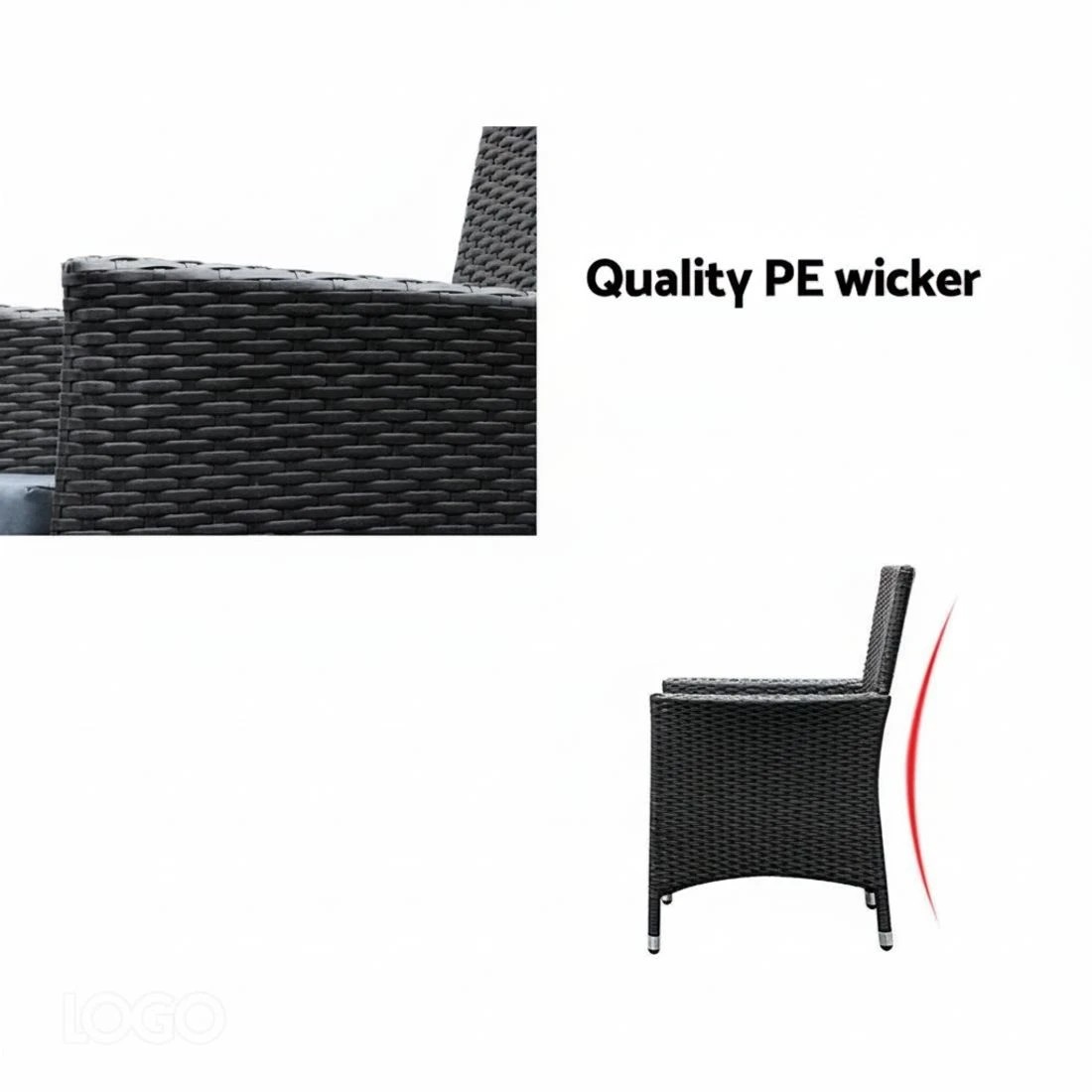 7 Gardeon Outdoor Dining Set 7 Piece Wicker Lounge Setting - Black, 7 of 7