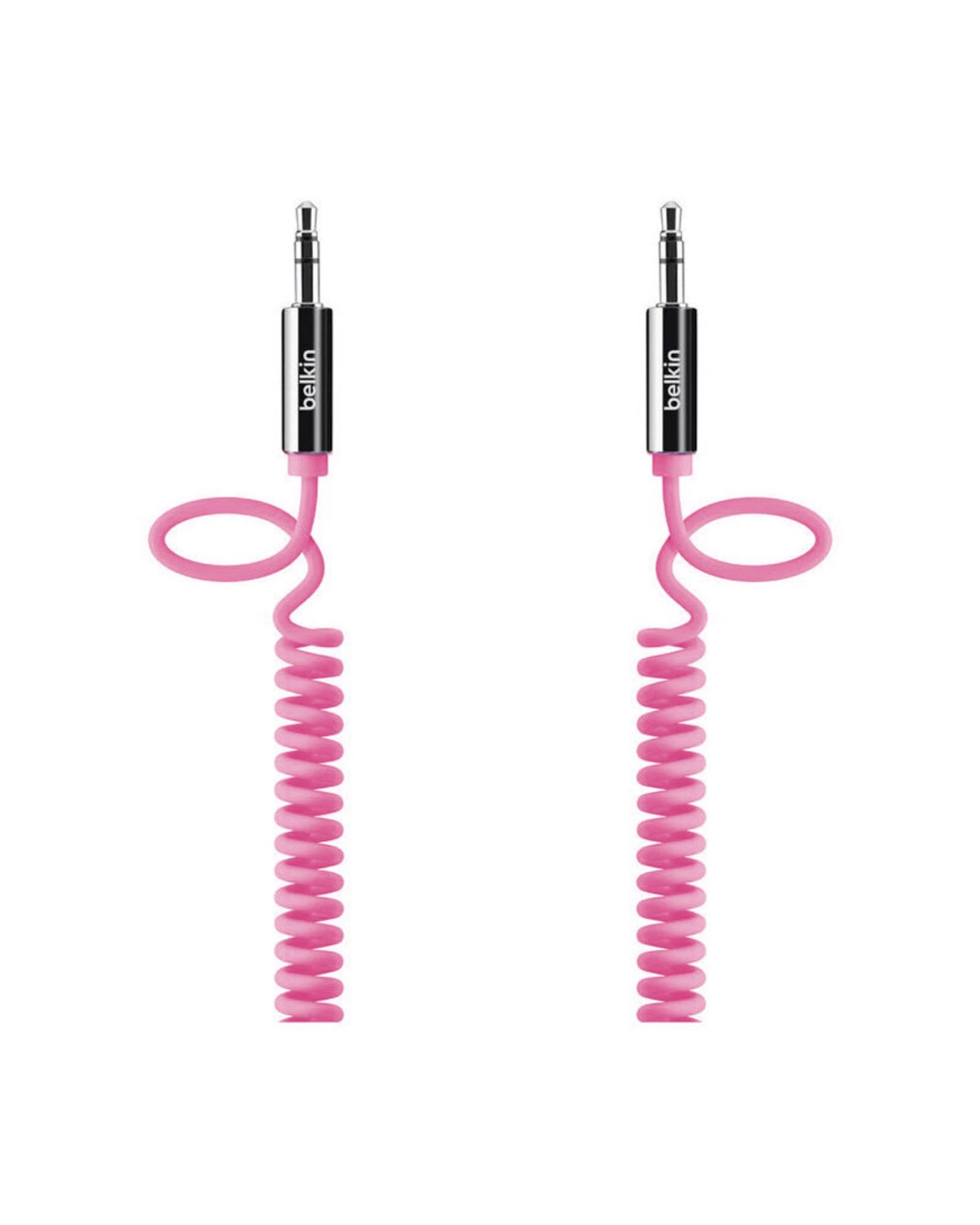3 Belkin 2PK 1.8m Coiled Stereo Aux Cable Audio Male to Male 3.5mm - Pink, 3 of 3
