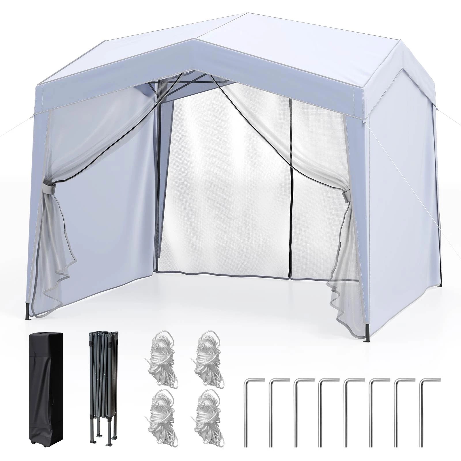 1 Costway 3 x 3 m Pop up Canopy Tent w/4 Sidewalls 16 kg - White, 1 of 1