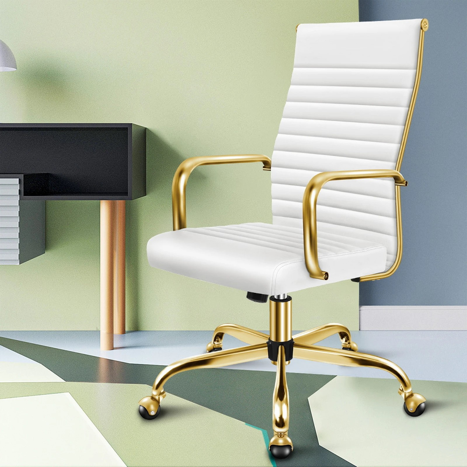 10 Alfordson Office Chair Executive Padded Seat Ergonomic Computer Study Gaming - White, 10 of 10