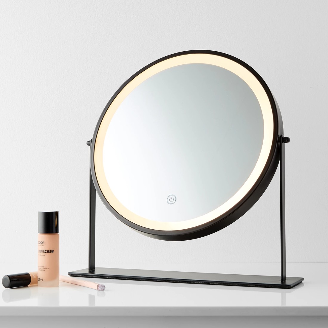 2 Round LED Mirror - Black, 2 of 10
