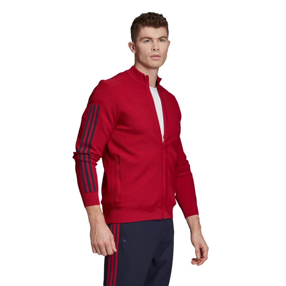 4 Adidas Mens Red/Blue Id Knit Track Comfy Casual Top Jumper RED/BLUE, 4 of 9