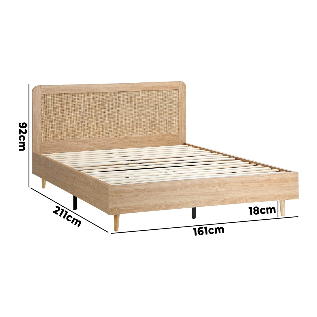 10 Oikiture Queen Bed Wooden Bed Frame With Rattan Headboard
 - Natural, 10 of 10