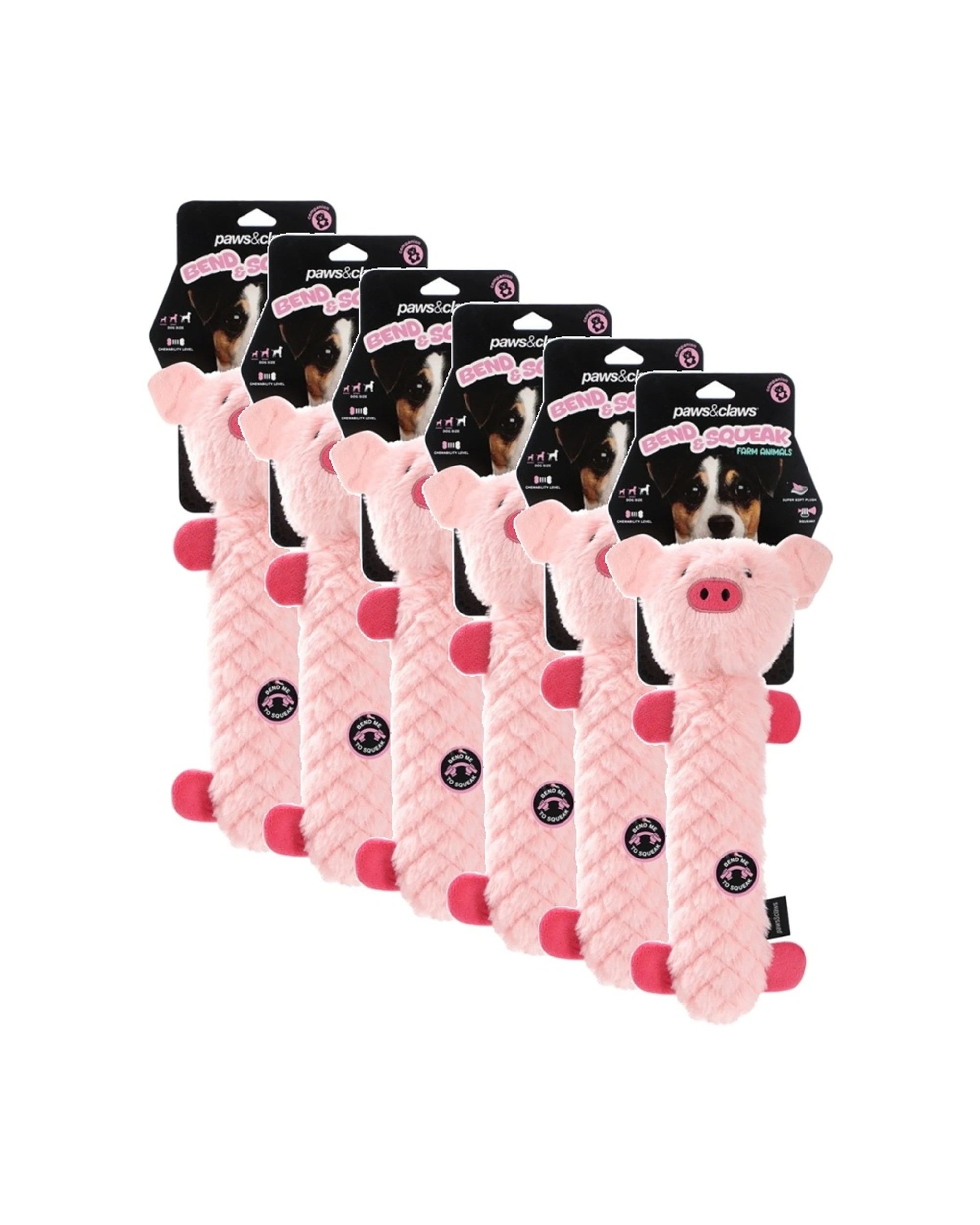 1 Paws & Claws 6PK Pet Dog Toy Bend Squeaker 40cm - Assorted, 1 of 7