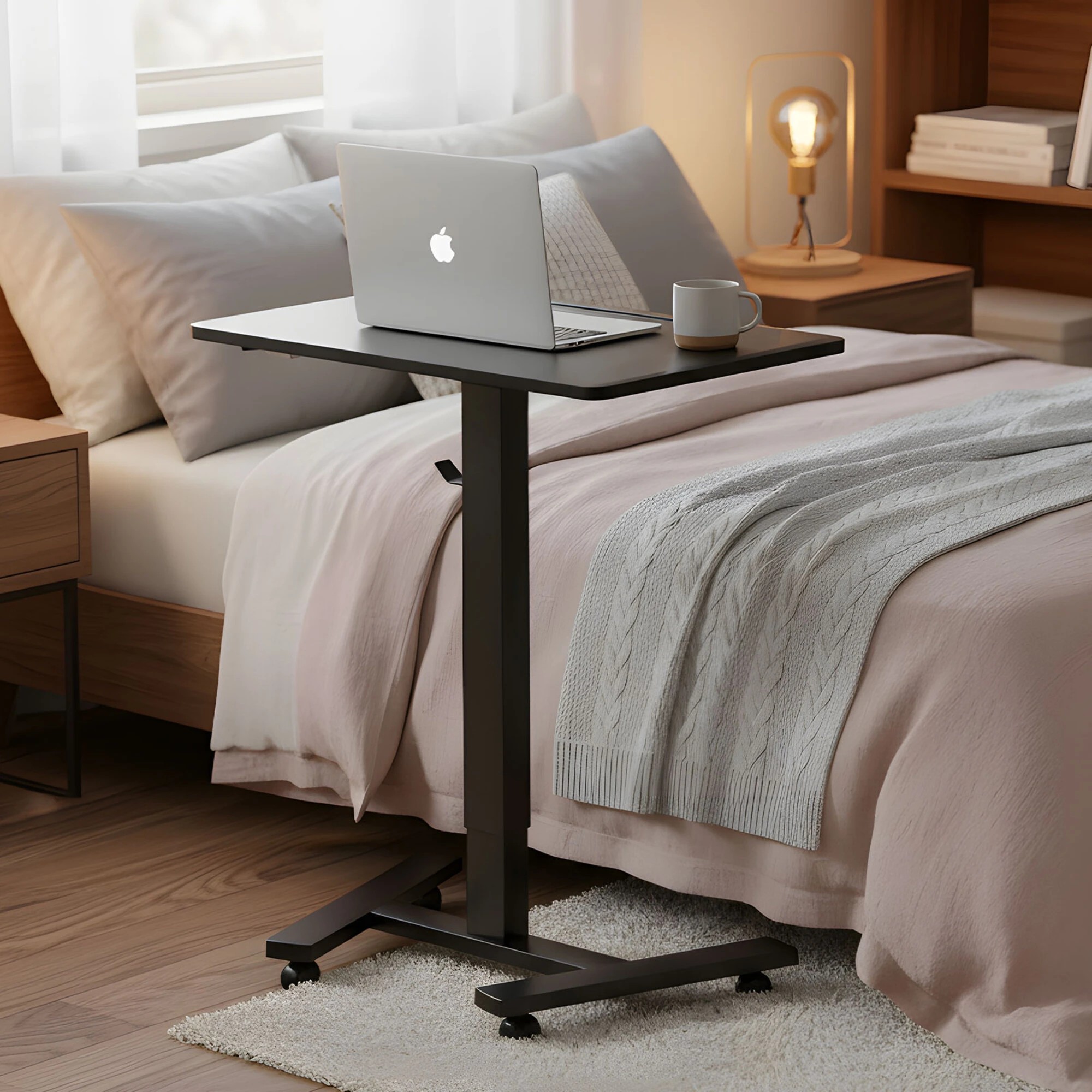 7 Levede Mobile Standing Desk with Wheels - Black, 7 of 9