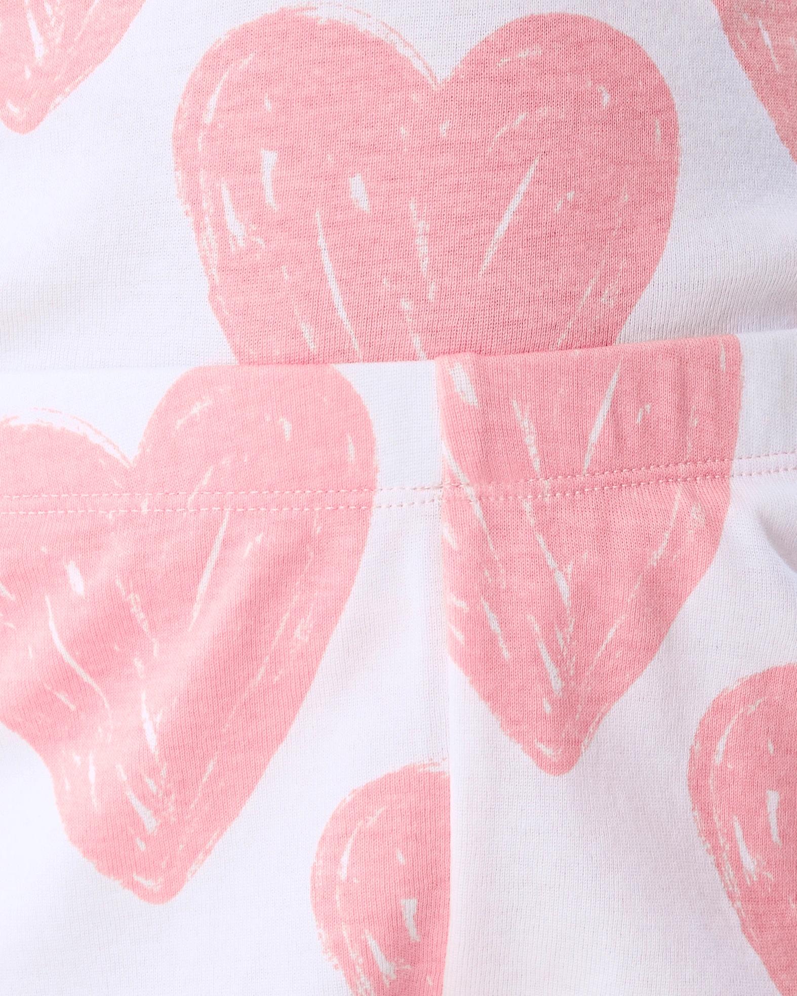 5 Short Sleeve Ribbed Pyjama Set Wht Heart, 5 of 9
