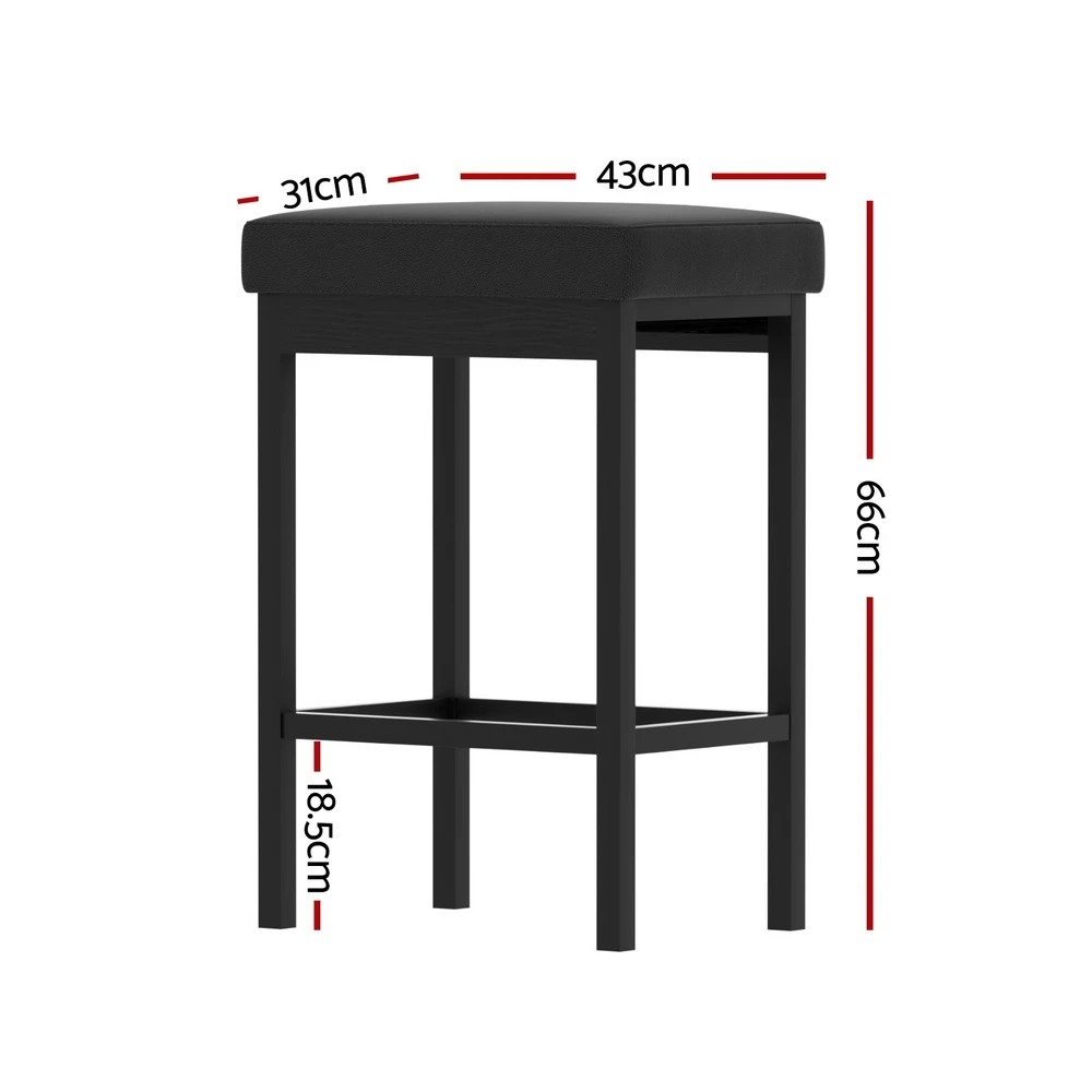 2 A Set of 4 Artiss Metal Bar Stools PU Seat Dining Counter Chairs - Black, 2 of 5