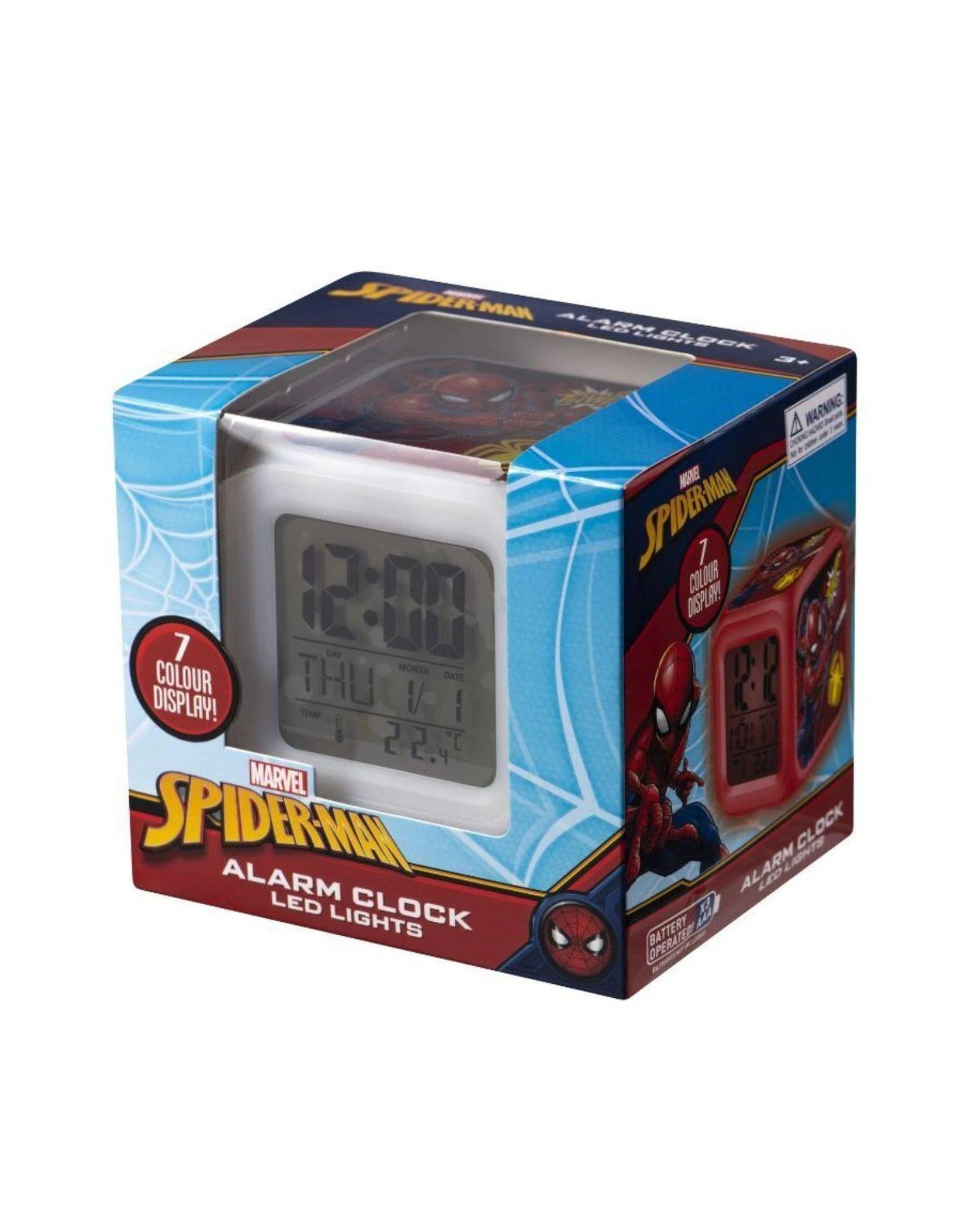 2 Marvel Spiderman Glo Clock with LED Colour Changing Light, Alarm, Snooze, Calendar & Thermometer, 2 of 3