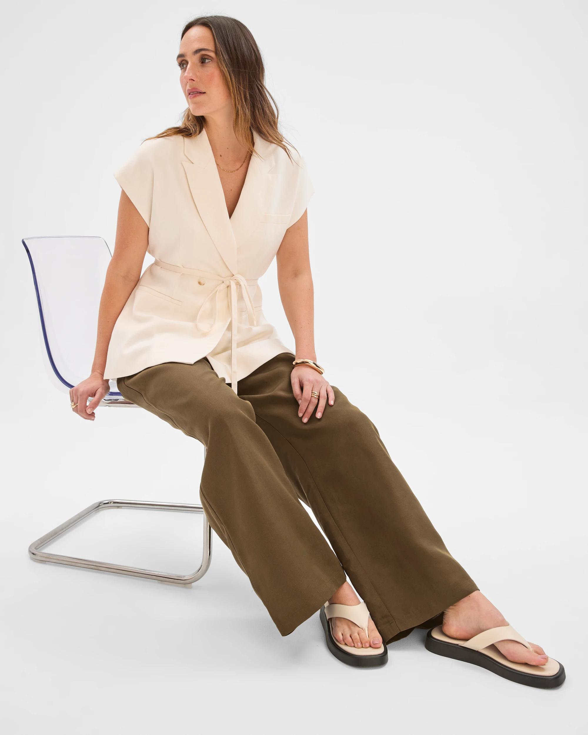 3 Preview Harper Tailored Ultra Wide Leg Pants KHAKI OLIVE, 3 of 7