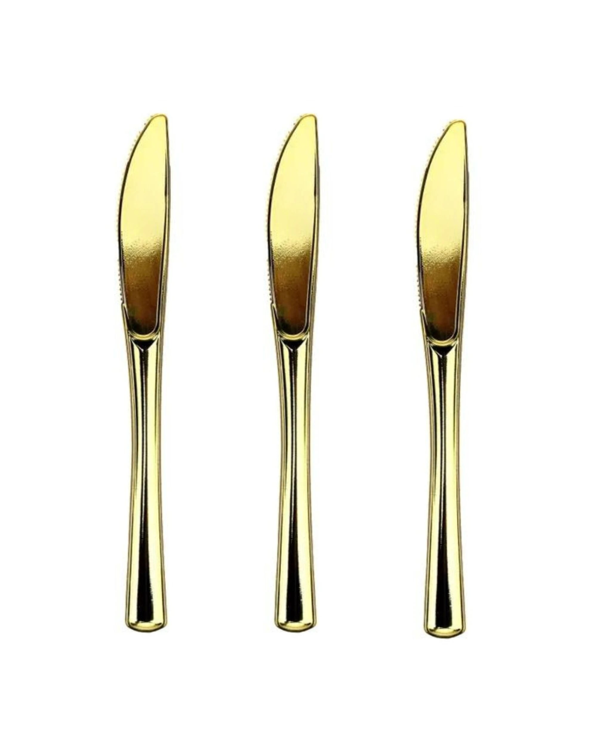 1 Partyware Gold Reusable Plastic Knives Pack of 12 - Gold, 1 of 2