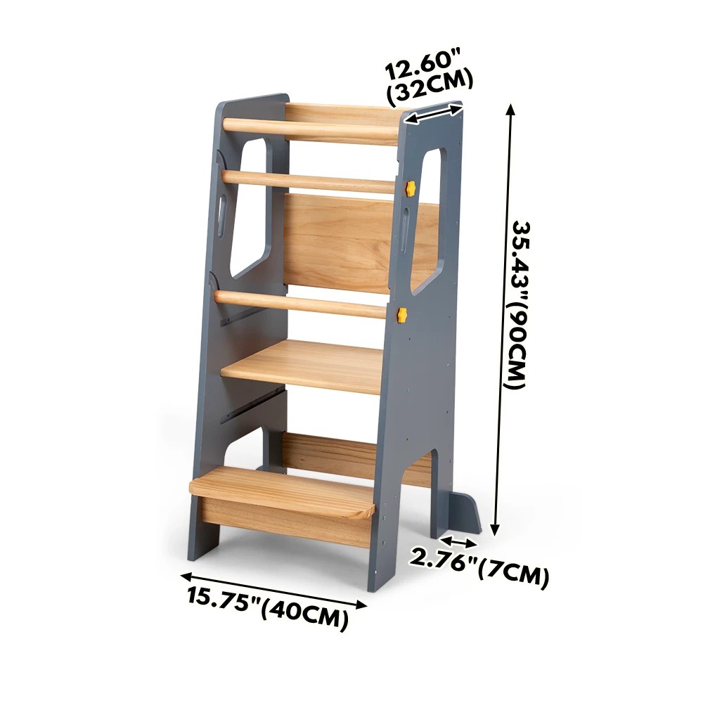 2 PlayPals Toddler Learning Tower Adjustable Height Kitchen Helper Step Stool - Multi, 2 of 3