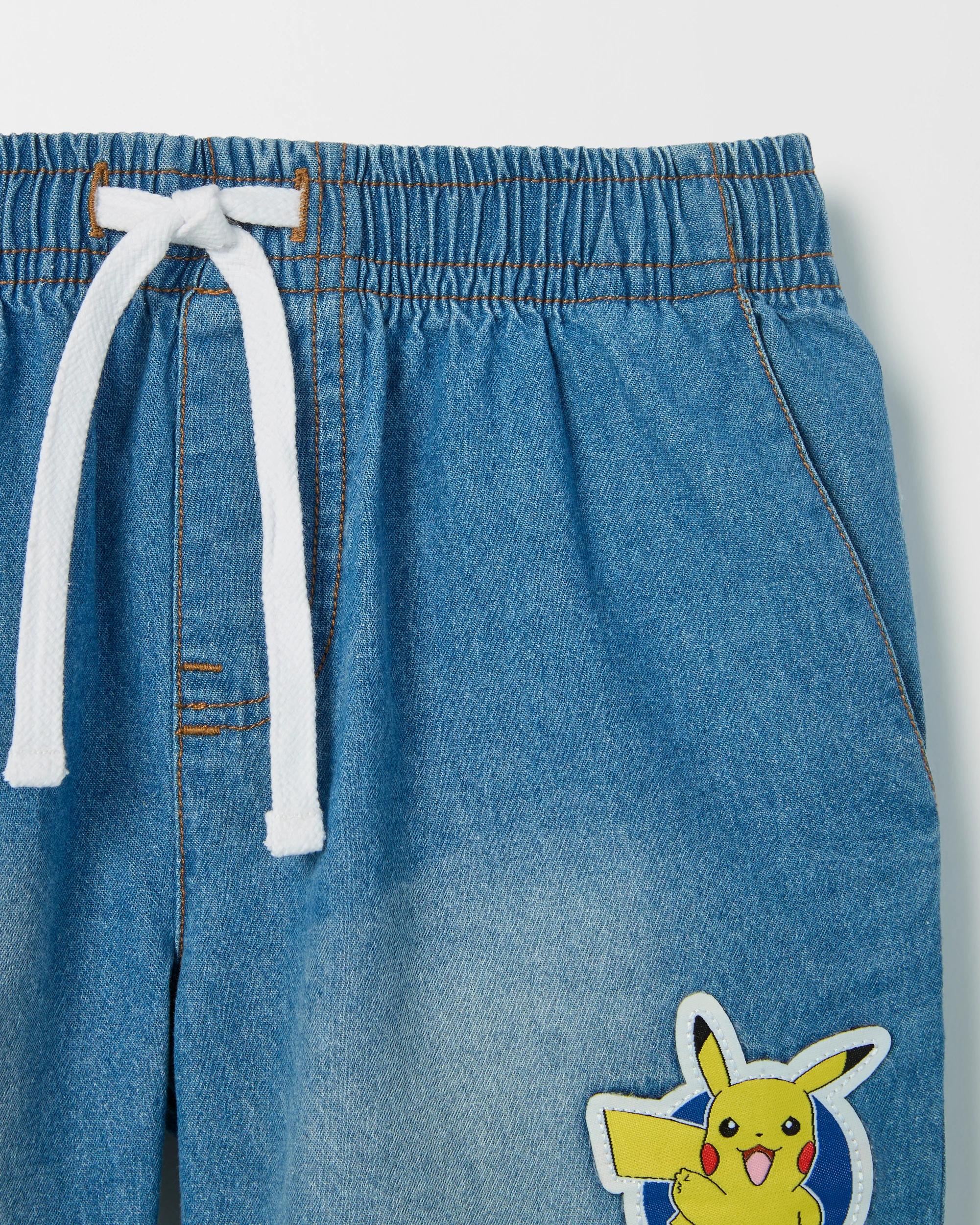 2 Pokemon Australian Cotton Chambray Shorts LIGHT WASH, 2 of 3