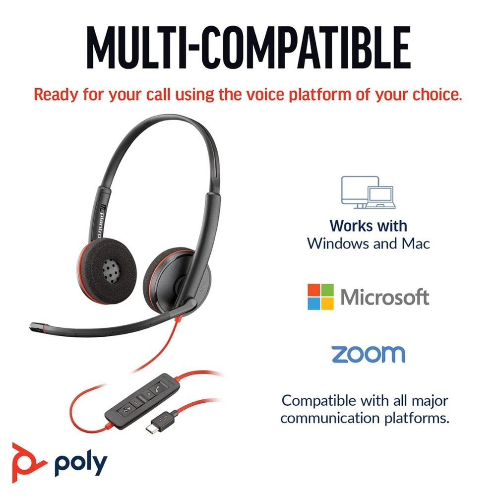 3 Poly Blackwire 3220 USB-C/A Headset Black, 3 of 6