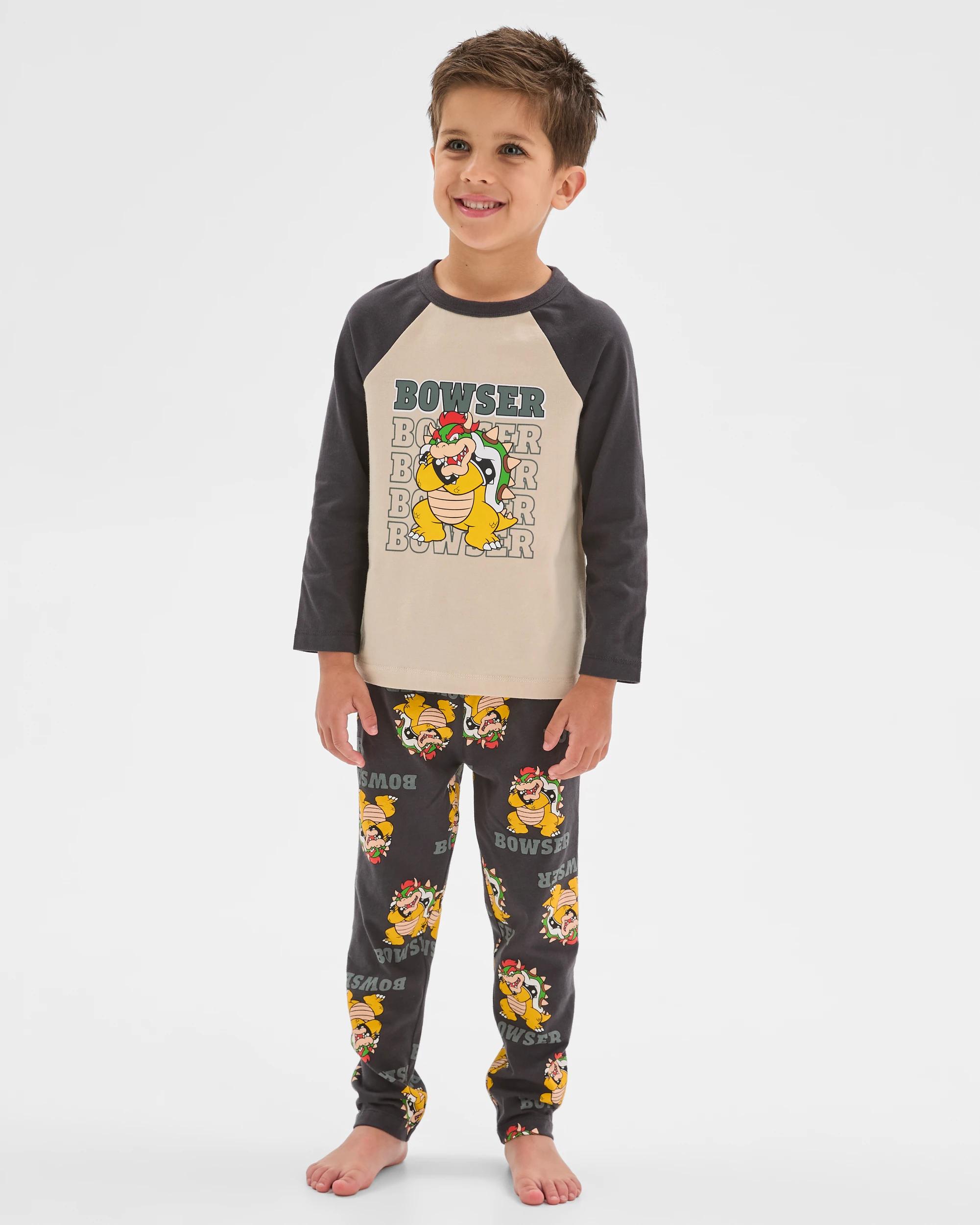 1 Super Mario Australian Cotton Younger Boys Knit Pyjama Set BOWSER, 1 of 6