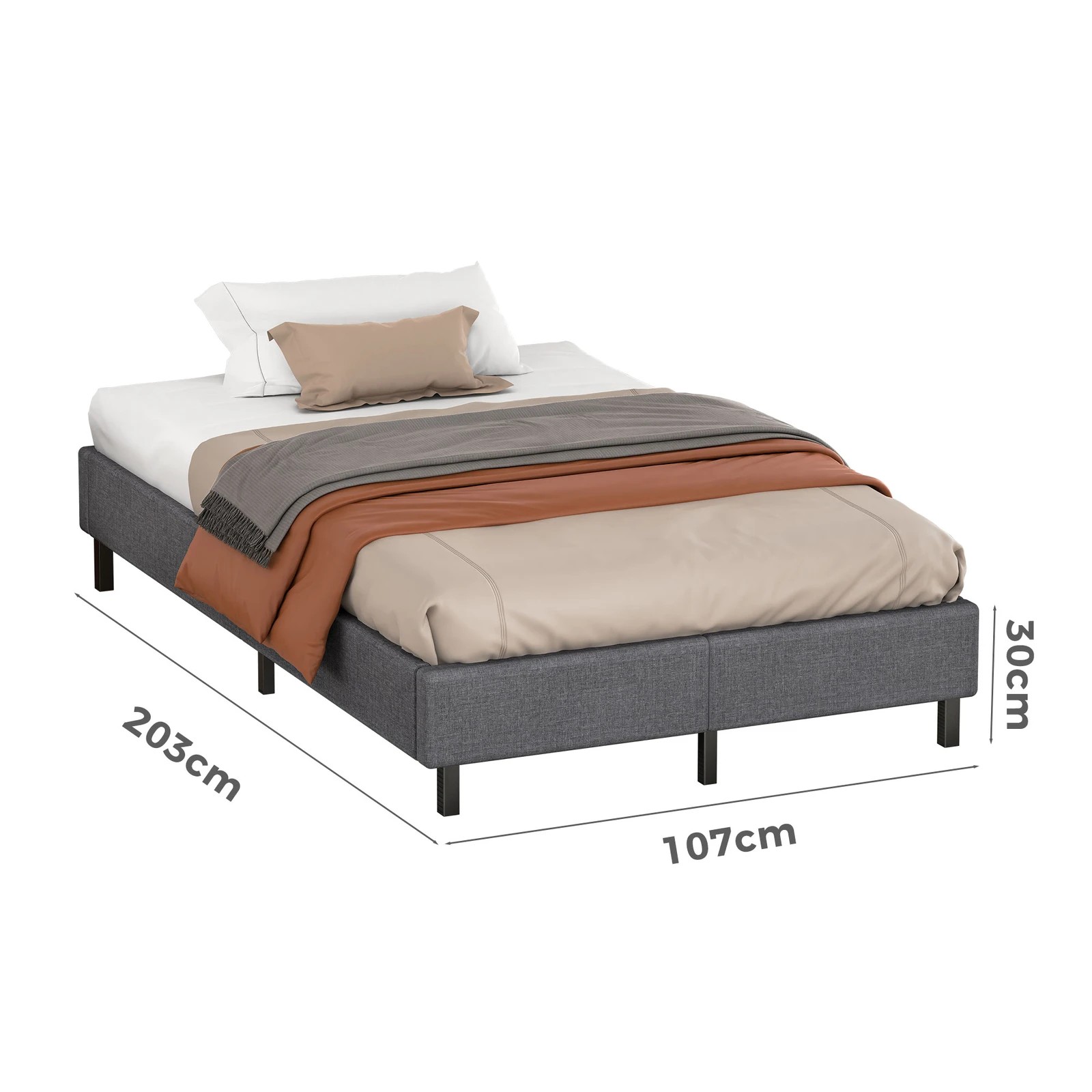 7 Alfordson Bed Frame King Single Mattress Base Foundation Fabric Basel - Grey, 7 of 10