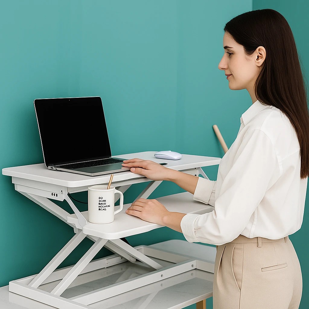 5 Foret Height Adjustable Standing Desk Riser Computer Laptop Gas Spring Stand Up, 5 of 10