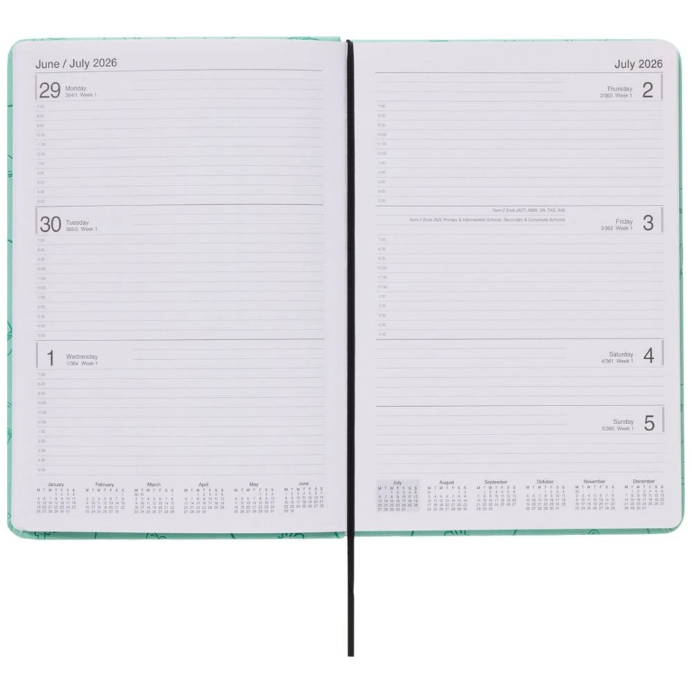 6 J.Burrows A5 Week-To-View Embossed Diary FY26/27 Sage, 6 of 6