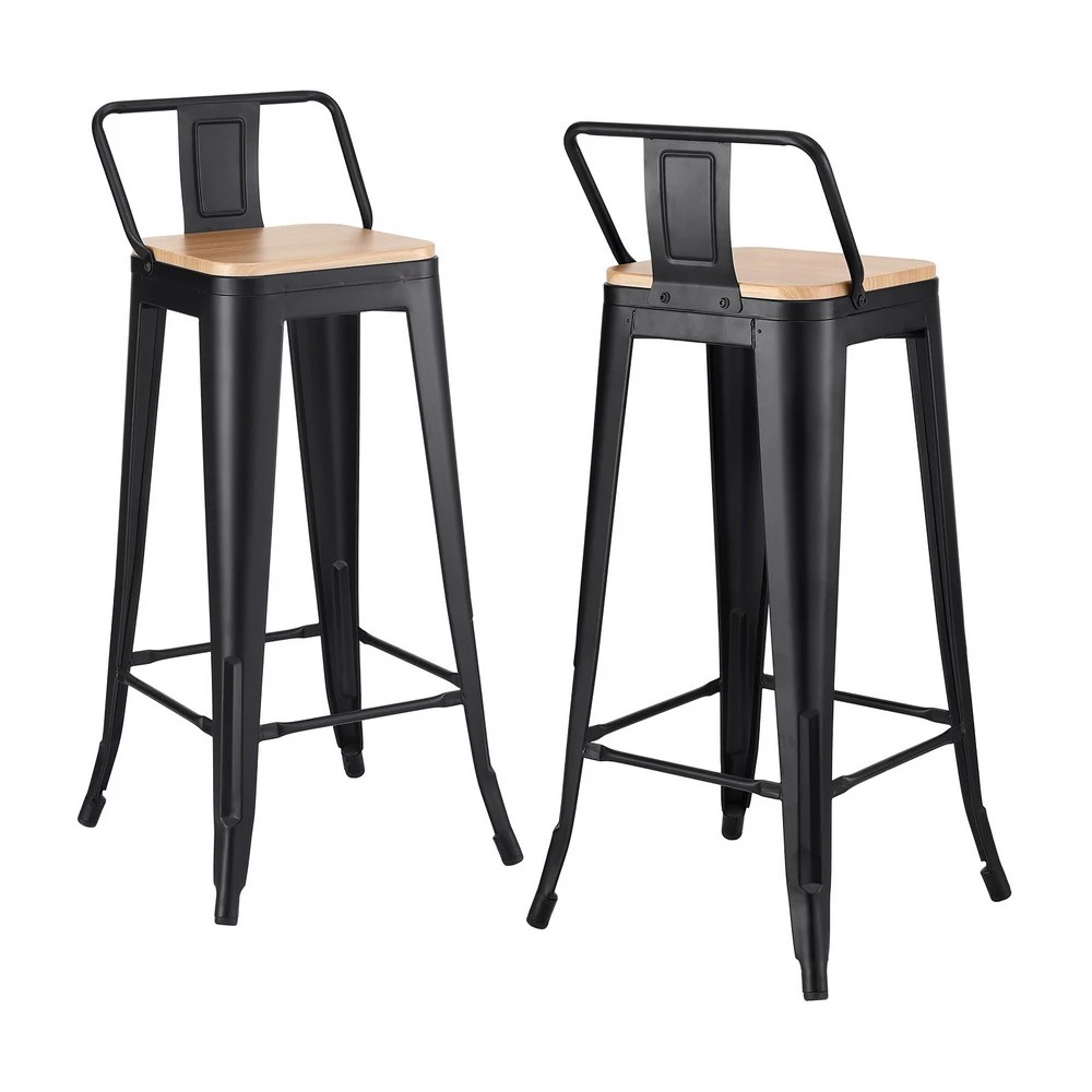 1 Artiss 2x Bar Stools Kitchen Counter High Chair Dining Stackable Metal - Multi, 1 of 8