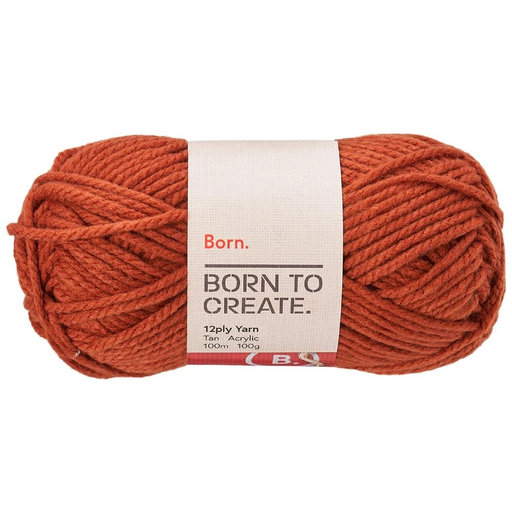 1 Born 12 Ply Yarn 100g Tan, 1 of 3