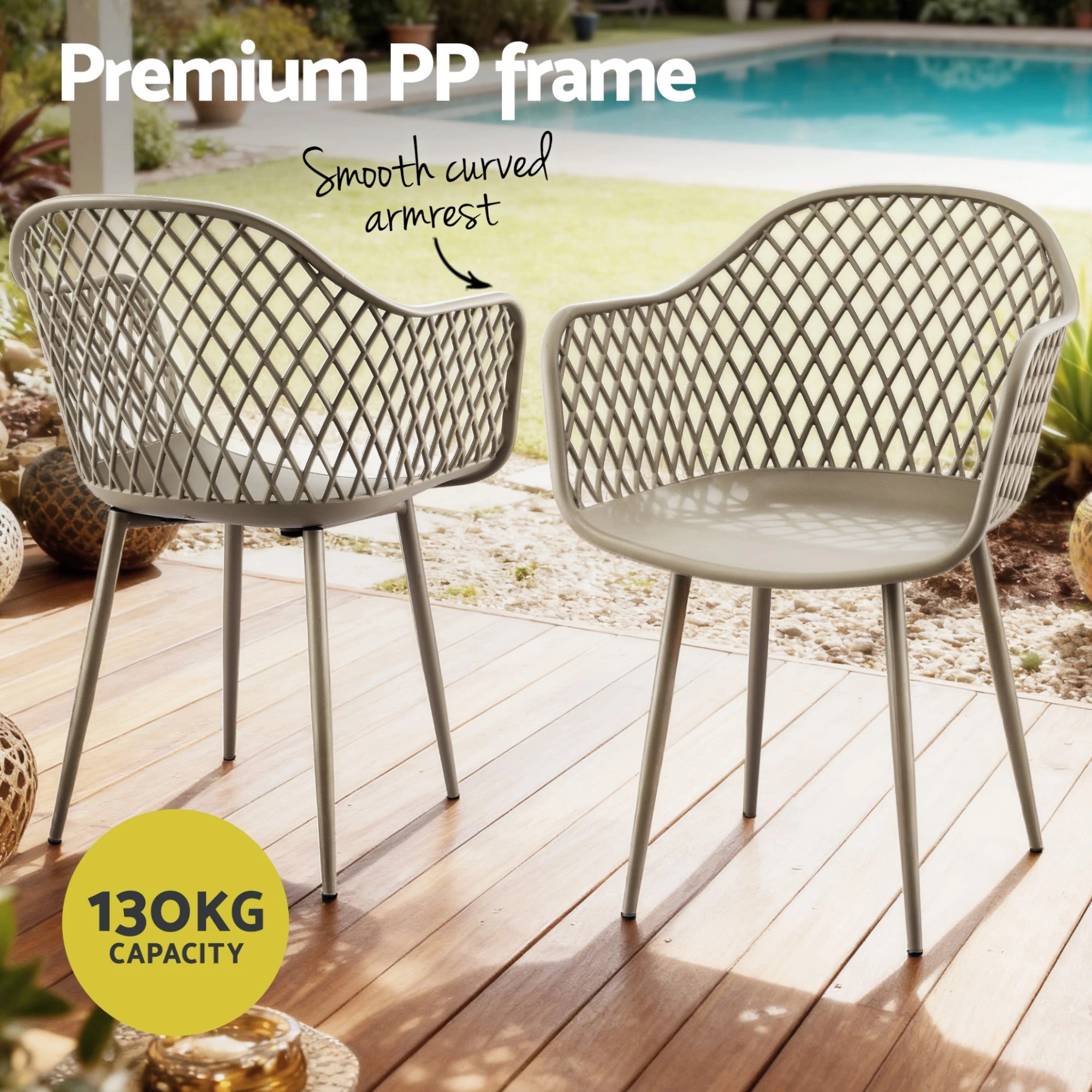 5 Gardeon 4PC Outdoor Dining Chairs PP Lounge Chair Patio Furniture Garden - Charcoal, 5 of 6