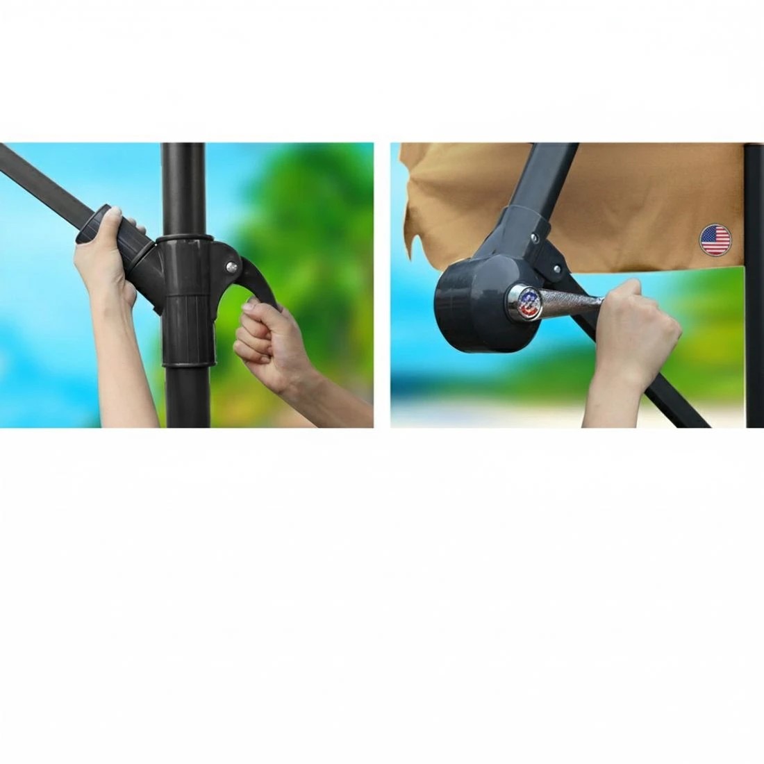 4 Instahut 3m Outdoor Umbrella w/Base Cantilever Garden Patio Beach - Beige, 4 of 6