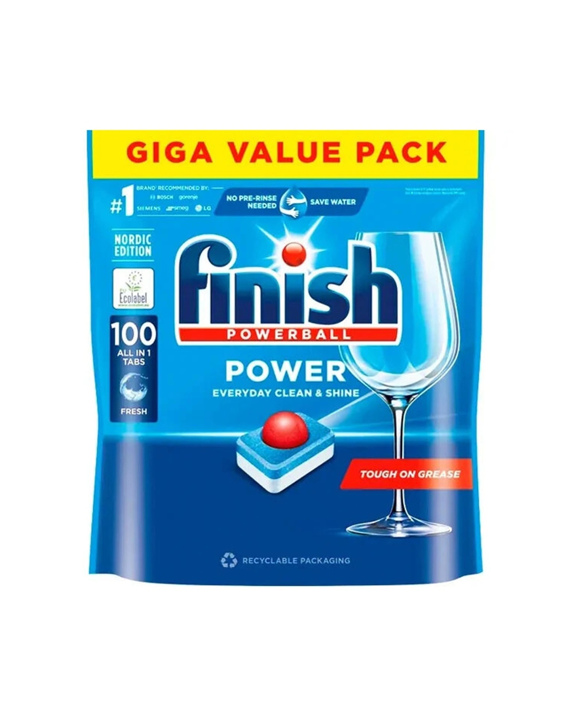 3 Finish Powerball Power Dishwasher Tablets 100 Pack Fresh Scent Eco-Friendly, 3 of 3