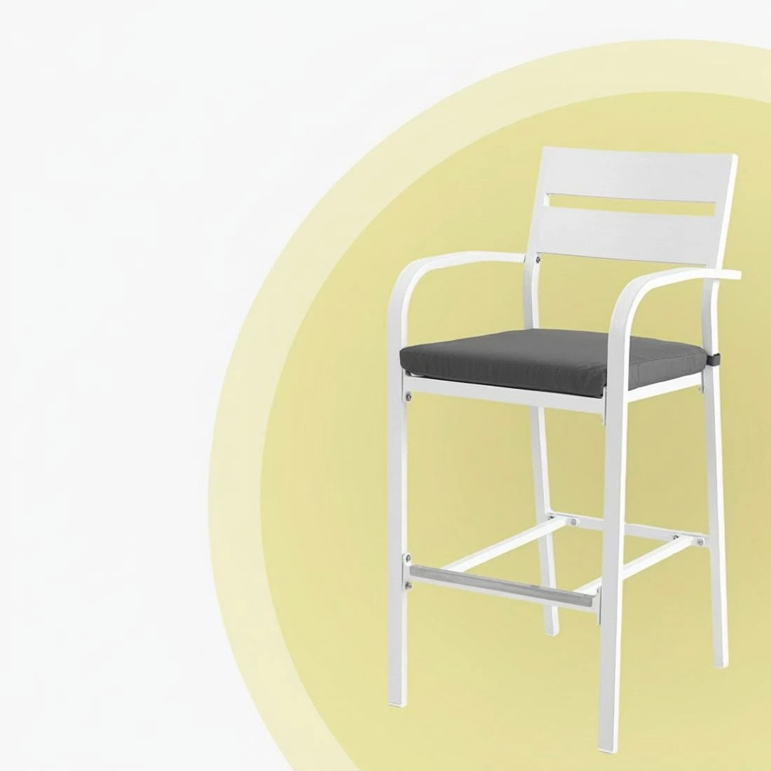 4 Gardeon Outdoor Bar Set Stools 3-Piece Dining Chairs Table Patio Aluminium Bistro Set - White, 4 of 4