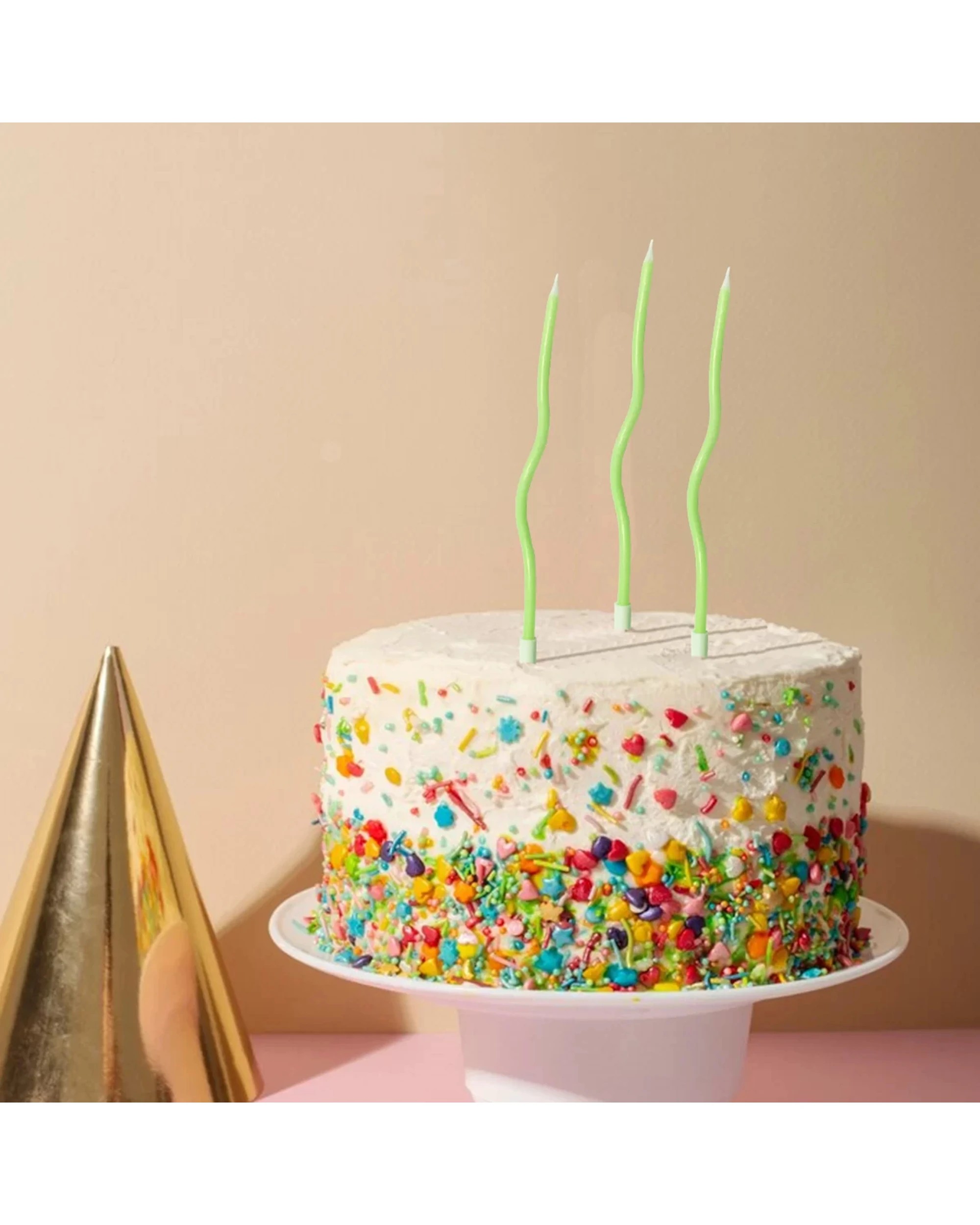 2 Party Maker Wavy Lime Birthday Candles Pack of 6 - Green, 2 of 4