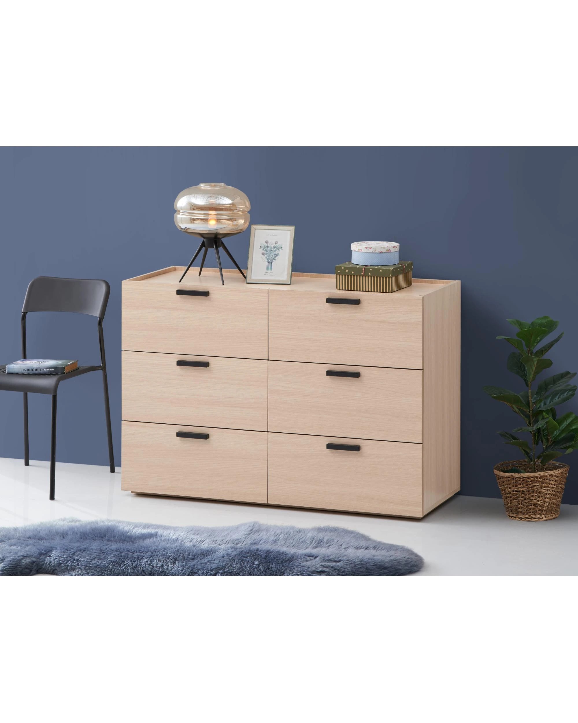 3 Kodu Chest 6 Drawers Modern Lowboy Storage Dresser Storage Cabinet - Natural, 3 of 7