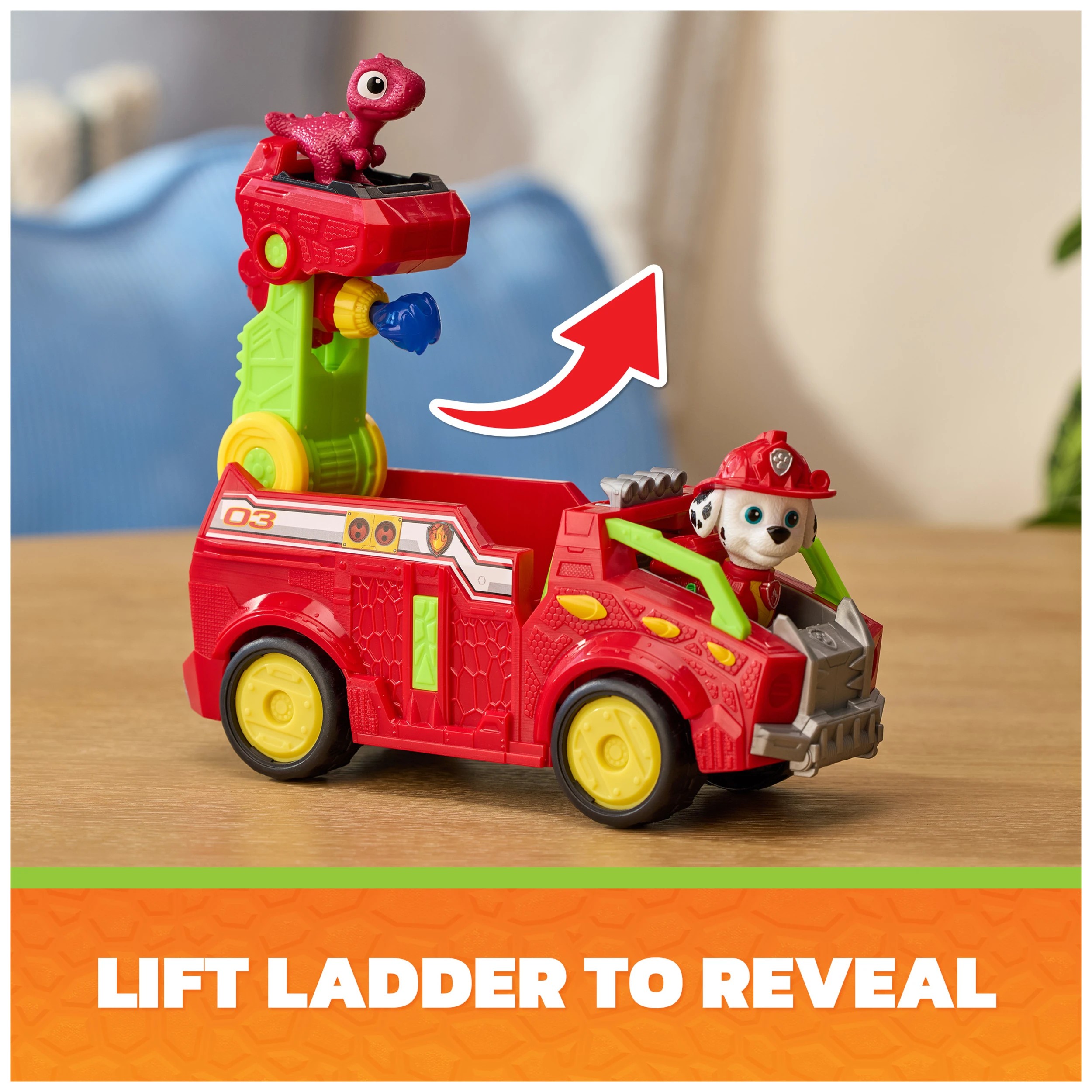 3 PAW Patrol: The Dino Movie Marshall Dino Rescue Fire Truck, 3 of 9