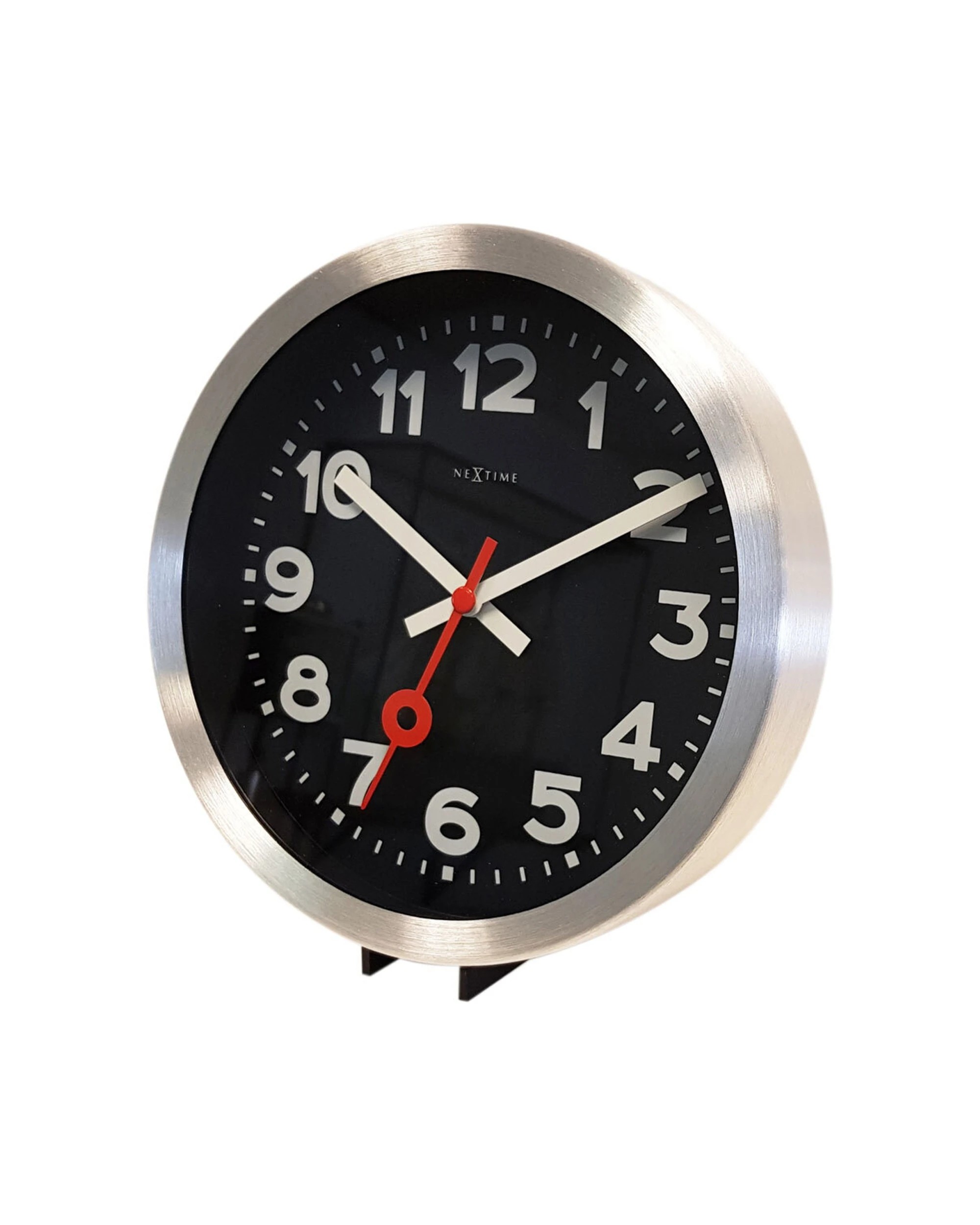 4 NEXTIME Station Number 19cm Wall Clock Silent Sweep Movement Glass Lens - Black, 4 of 6