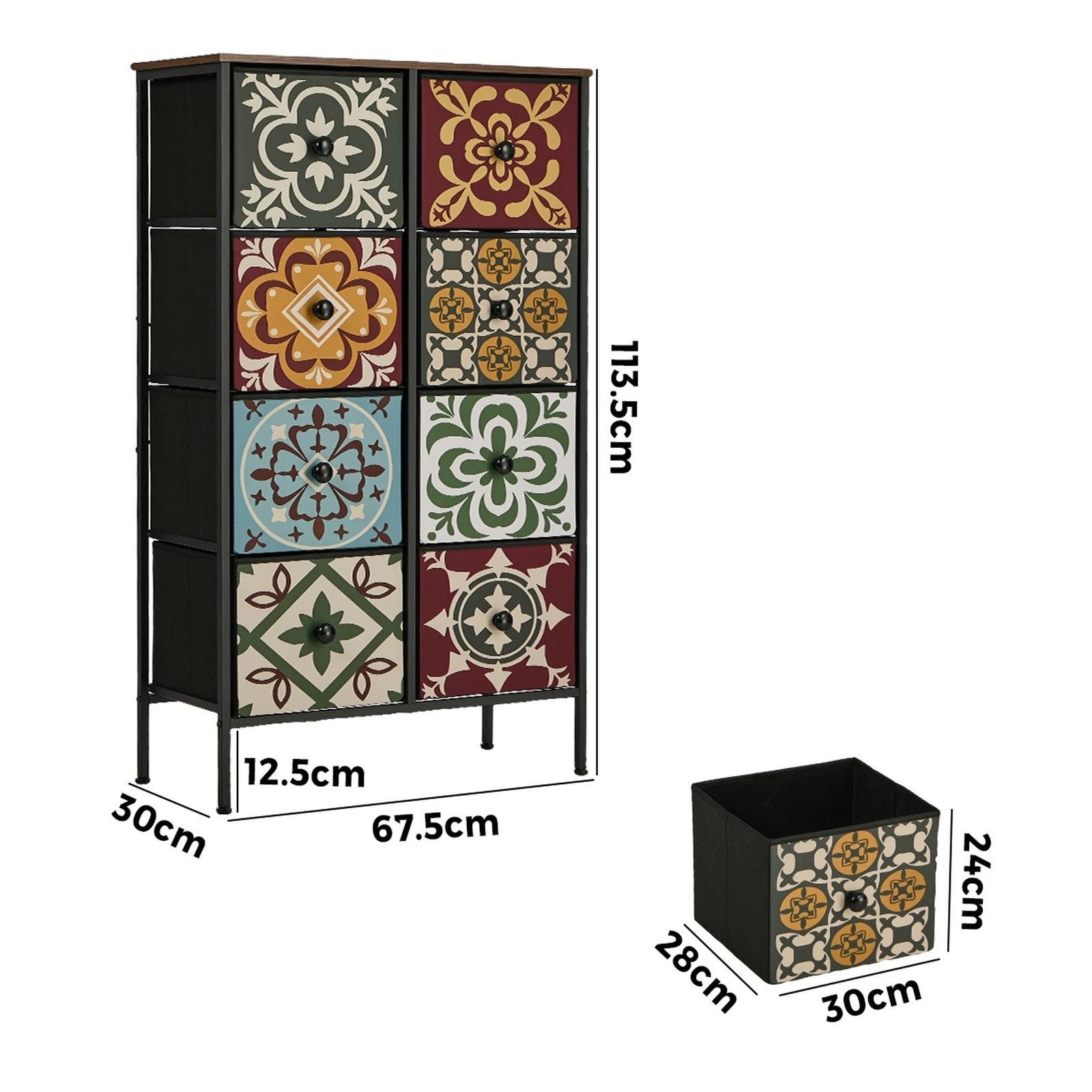2 Oikiture 8 Chest Of Drawers Retro Tallboy Dresser Multi-Storage Foldable Fabric - Multi, 2 of 6