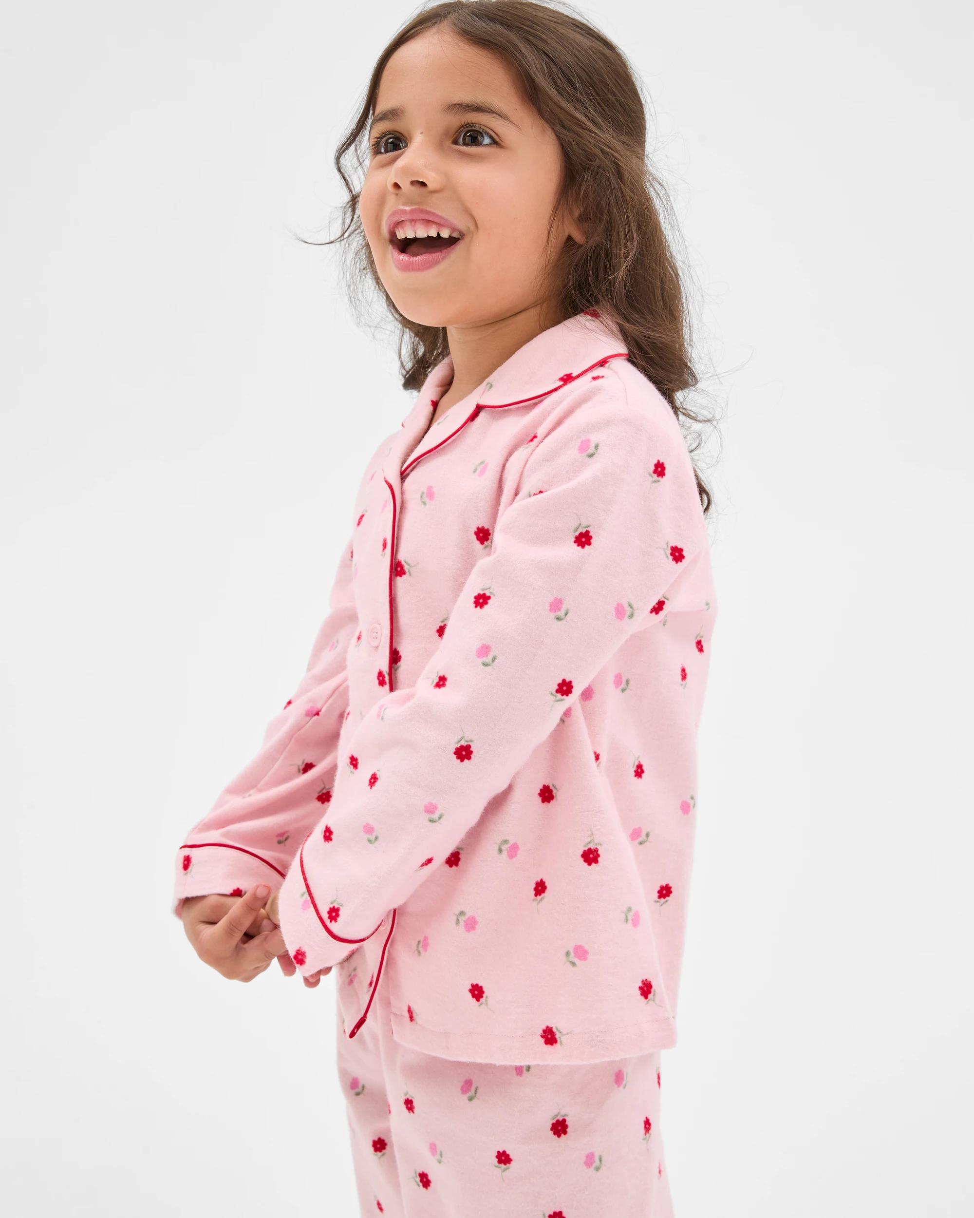 3 Target Kids Australian Cotton Younger Girls Flannel Pyjama Set FLORAL, 3 of 7