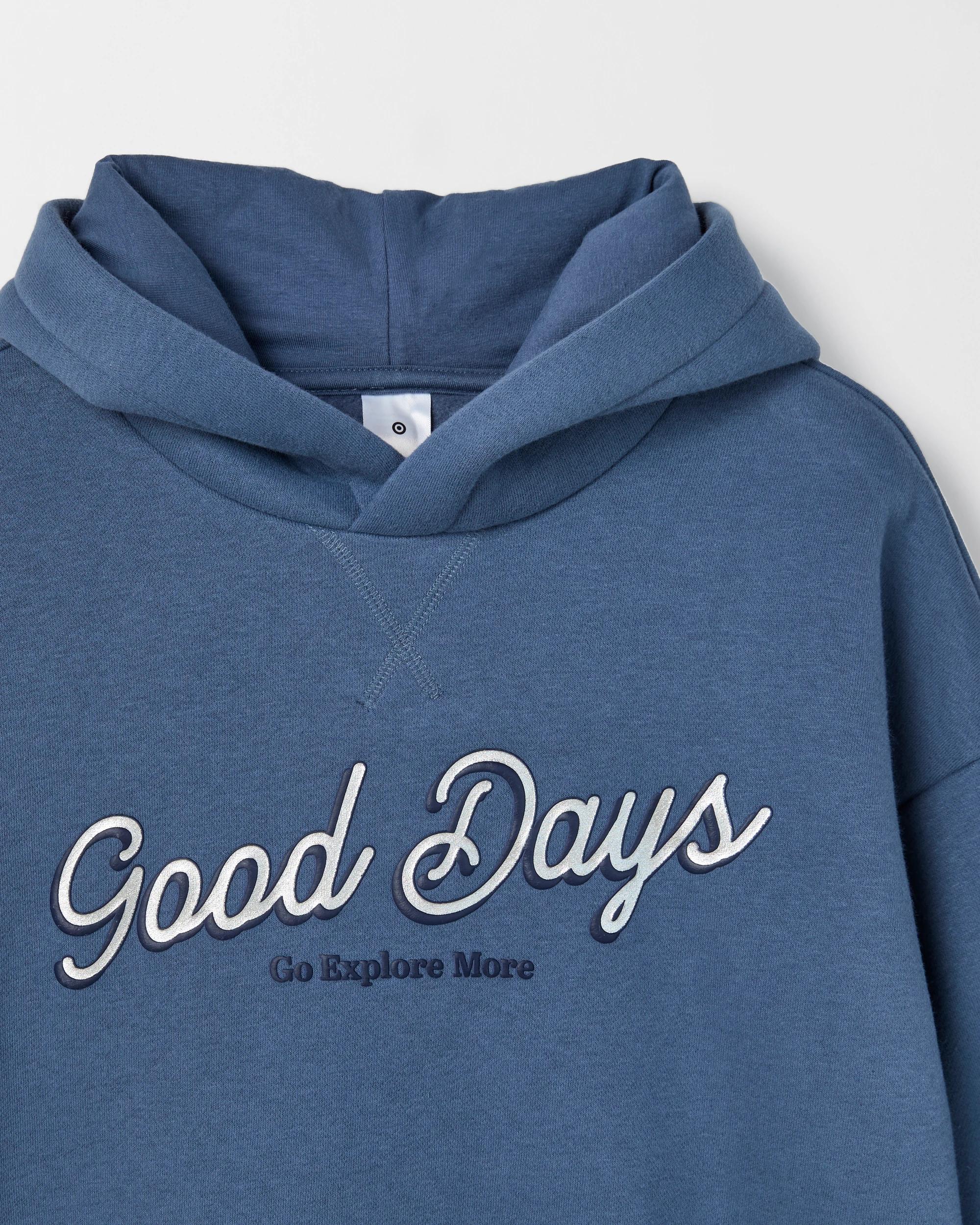 7 Target Kids Australian Cotton Blend Oversized Fleece Hoodie GOOD DAYS BLUE, 7 of 7