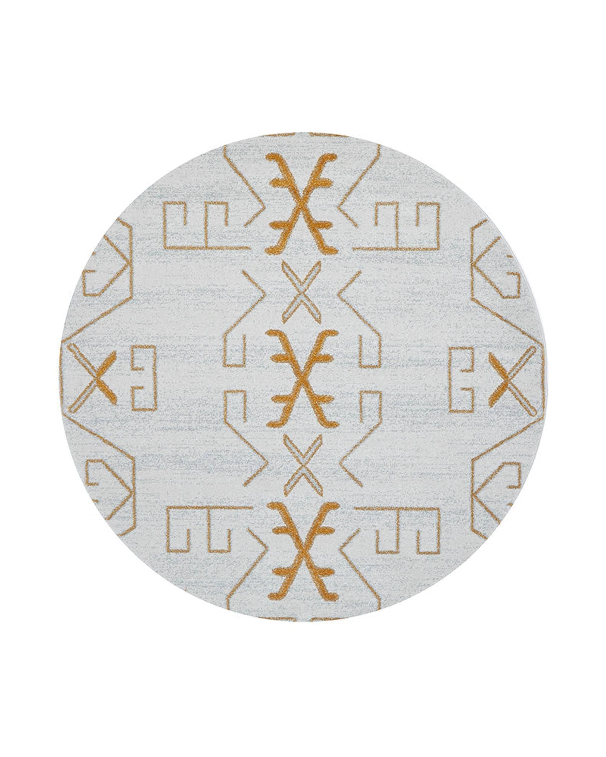 1 RUG CULTURE Paradise Cala Gold Round 200cm Power-Loomed Polypropylene Rug, Off White, Gold, Silver - Assorted, 1 of 5