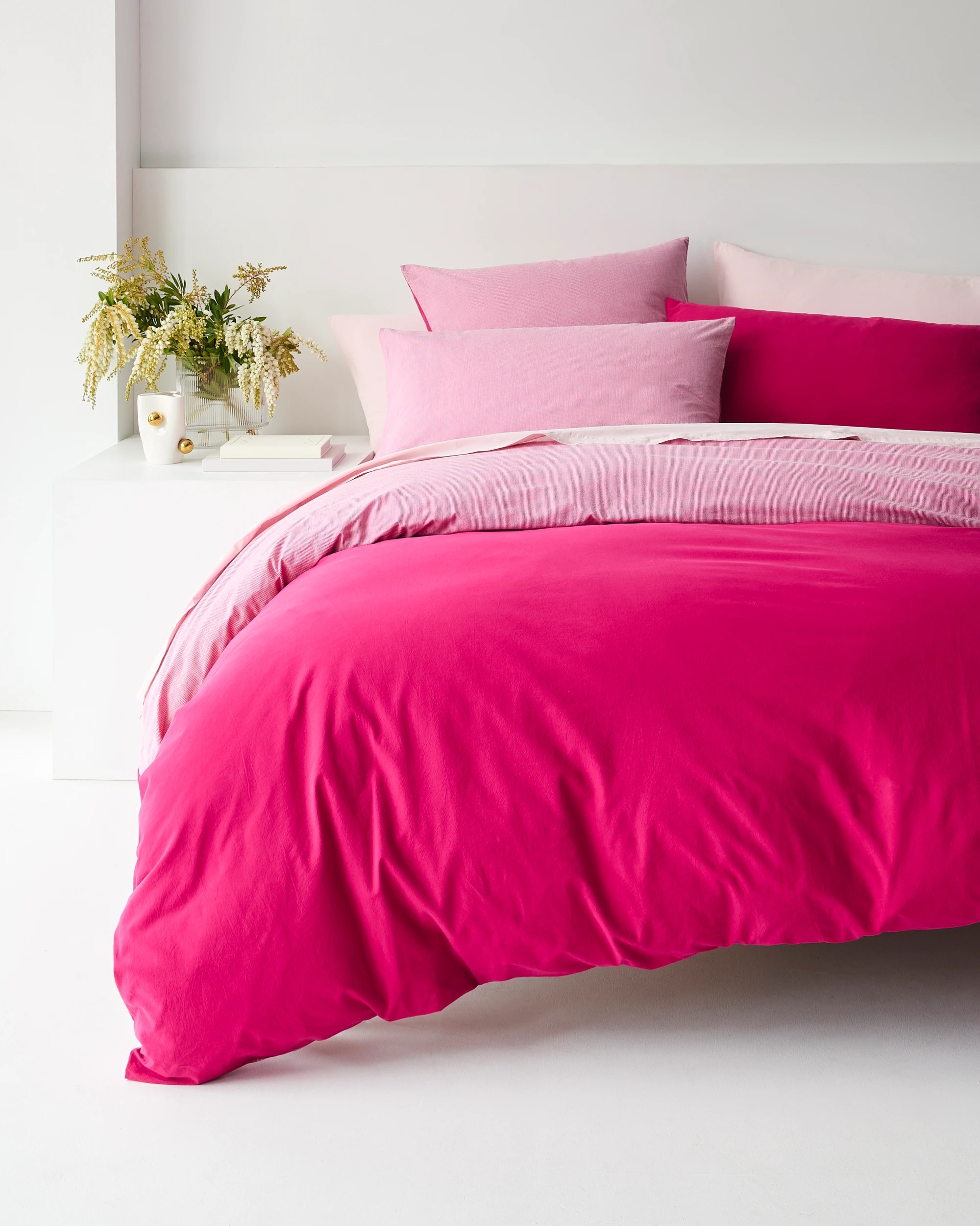 1 Arlo Cotton Stonewash Quilt Cover Set - Queen Bed - Pink, 1 of 7