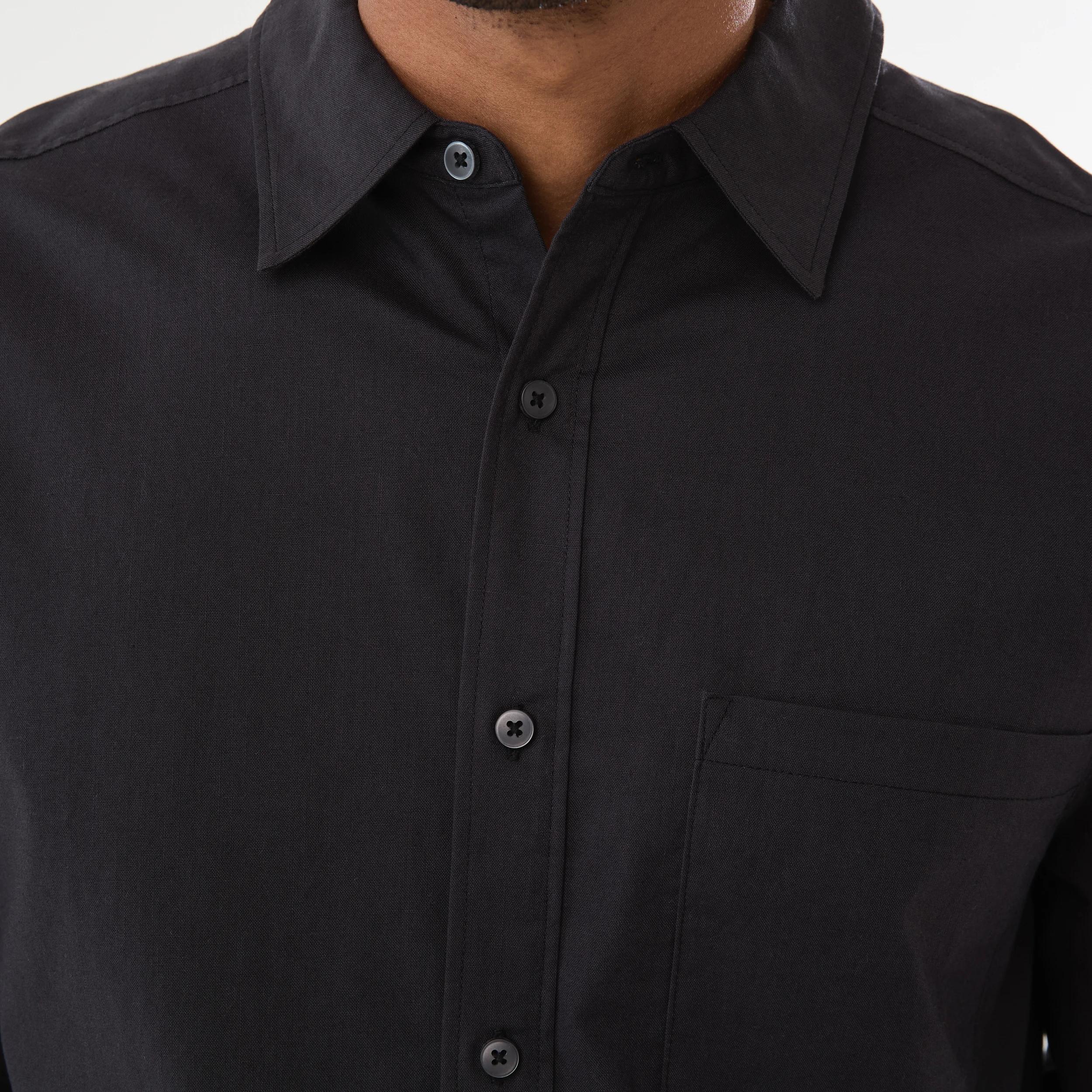 5 Long Sleeve Cotton Linen Shirt OYSTER BLACK, 5 of 6
