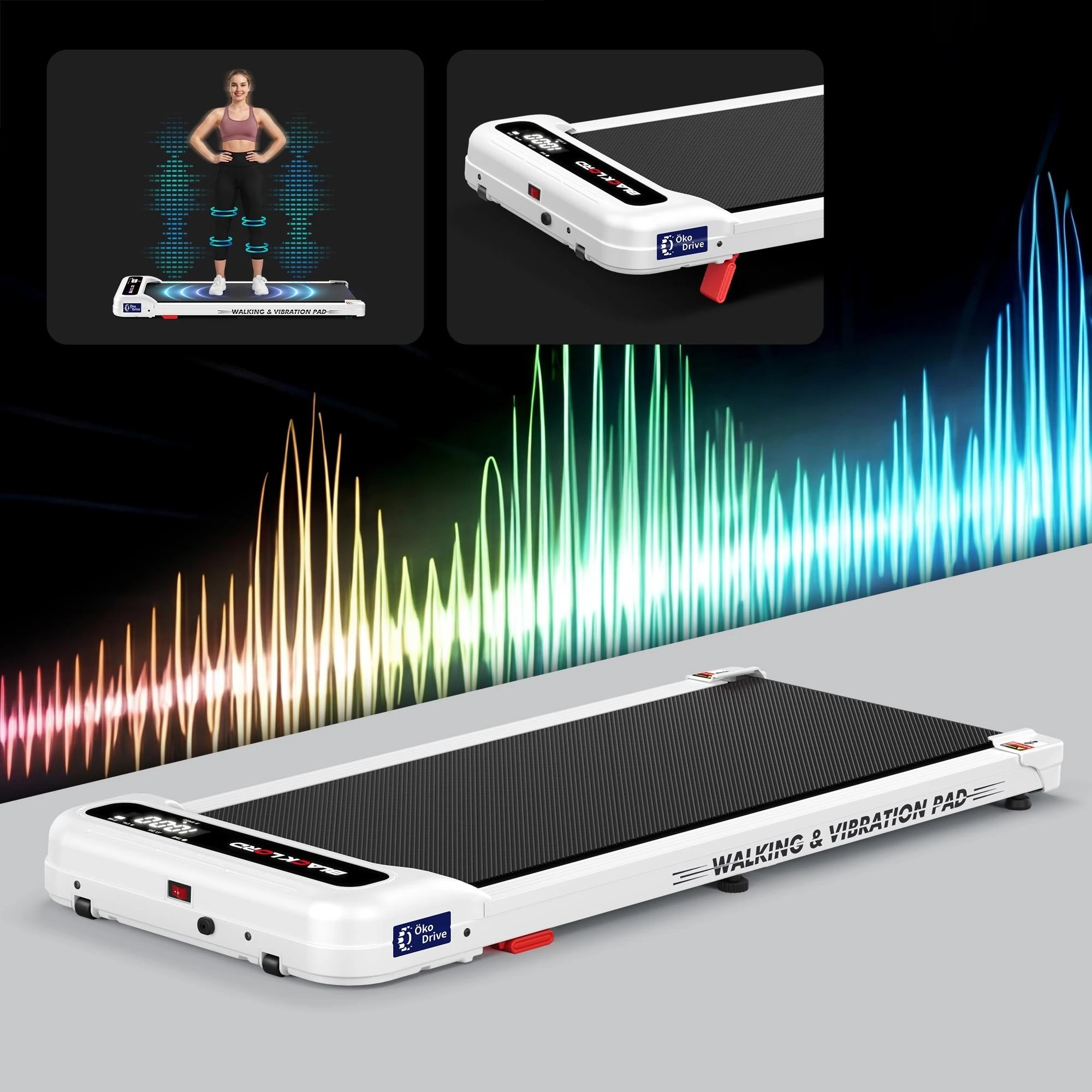2 Black Lord Treadmill 4-in-1 Walking Vibration Pad Incline Magnetic Remote - White, 2 of 9