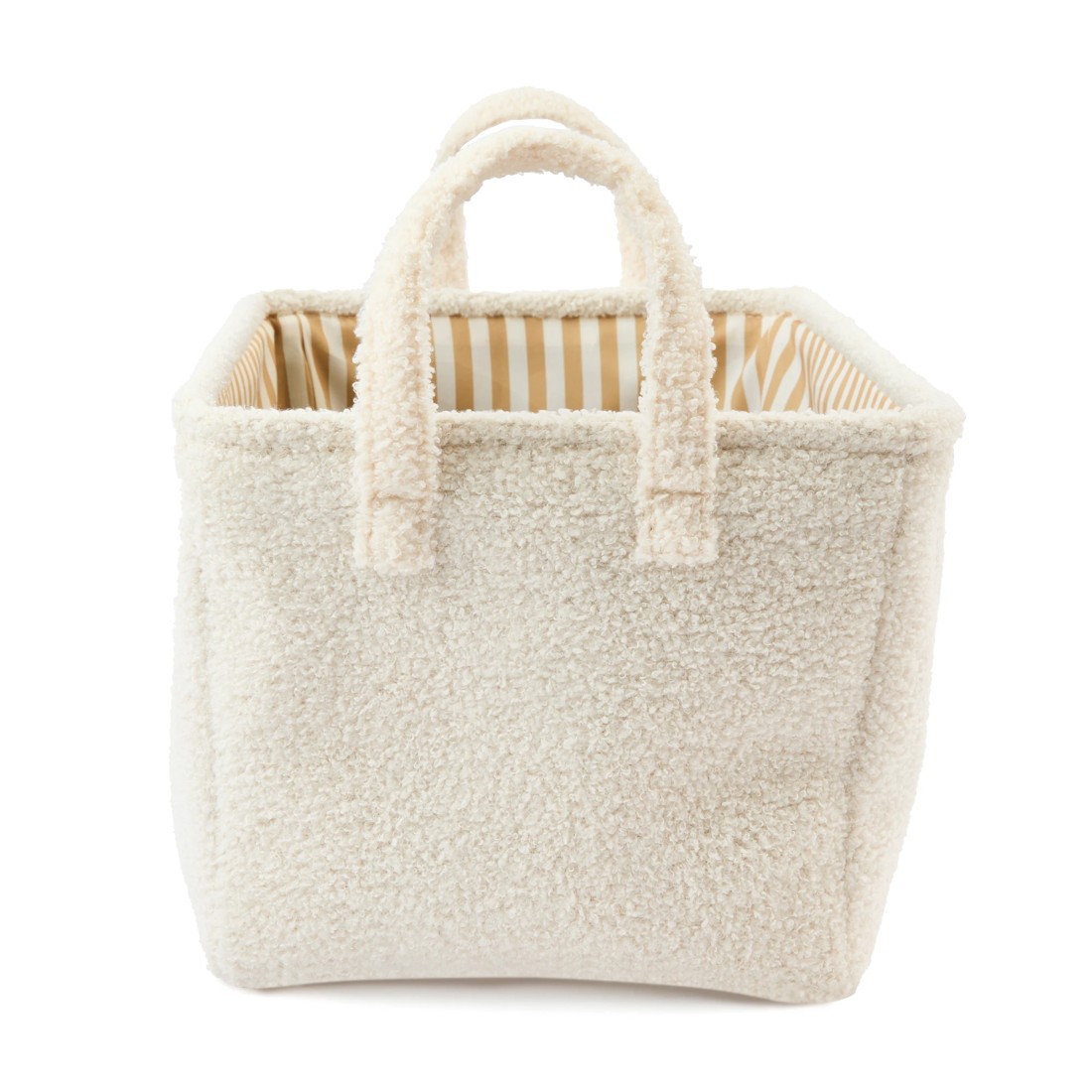 5 Rectangle Boucle Basket with Stripe Liner - White, 5 of 7
