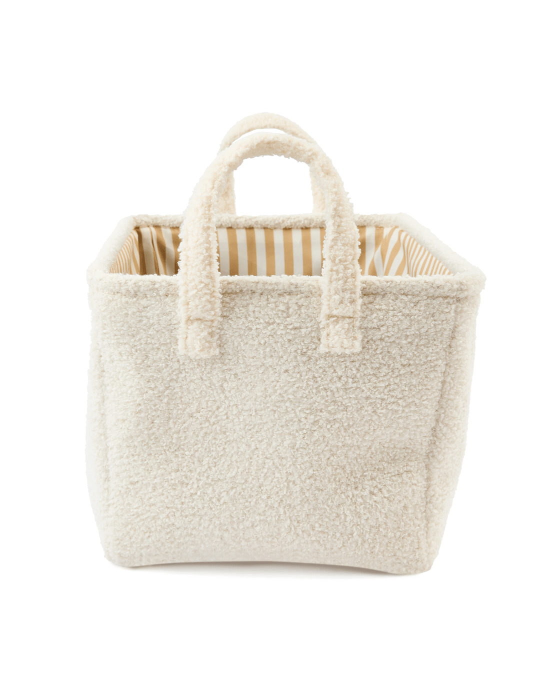 5 Rectangle Boucle Basket with Stripe Liner - White, 5 of 7
