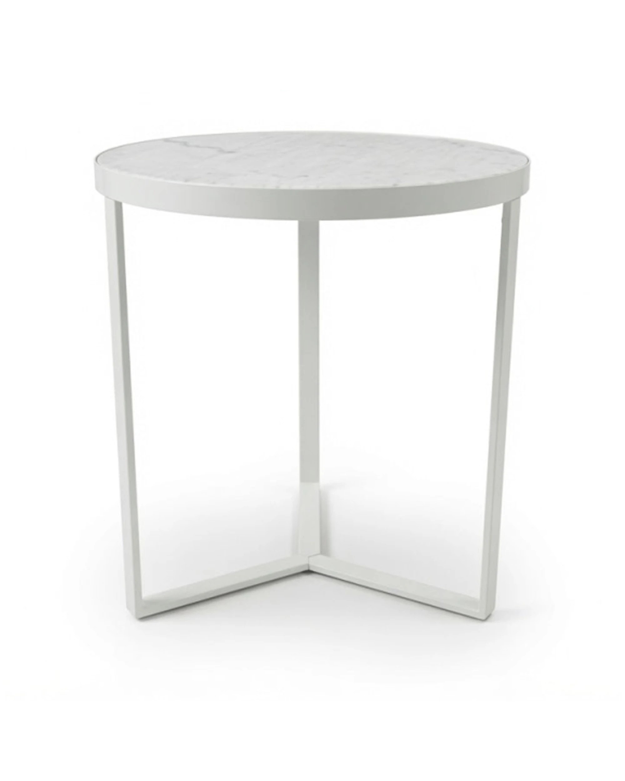 9 Codu Lume Side Table Metal Frame Marble Top 60x50x50cm - White, 9 of 9