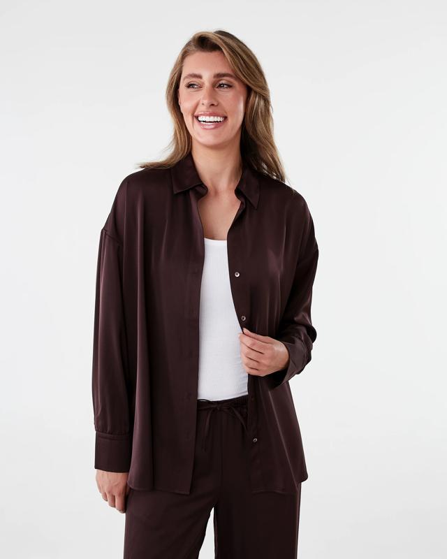 Long Sleeve Oversized Satin S