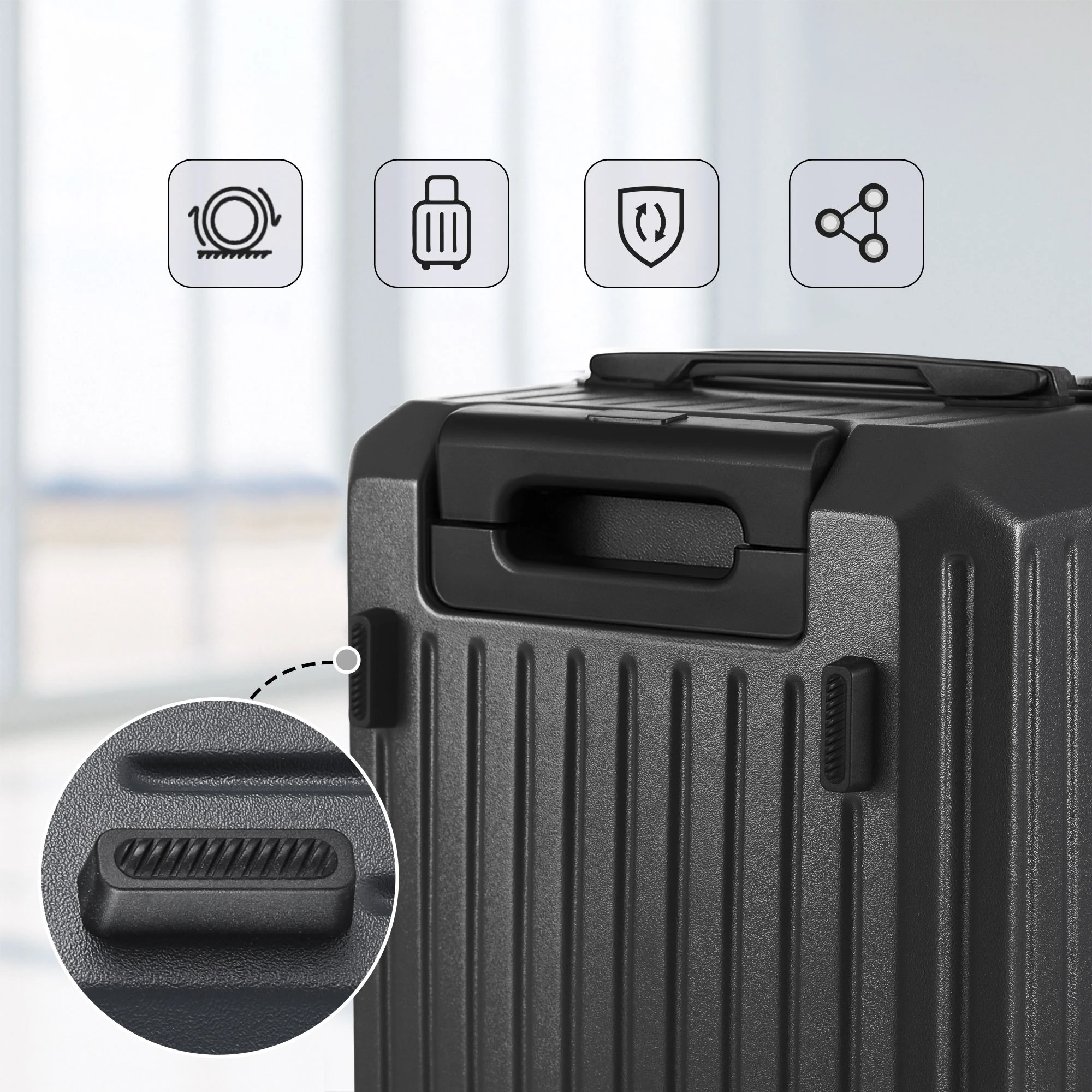 9 Wanderlite Trunk Luggage Suitcase Travel Carry On TSA Lock - Black, 9 of 9