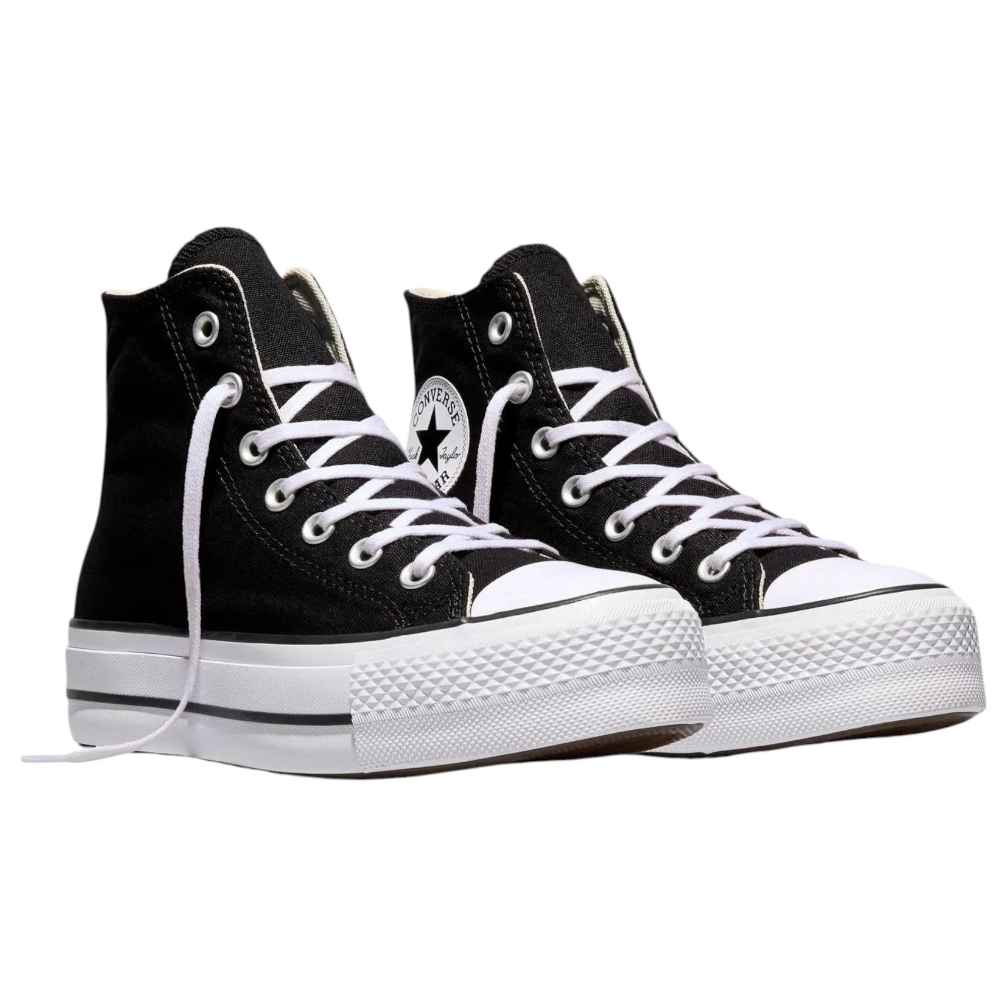 3 Converse Womens Chuck Taylor All Star Canvas Lift High Top Sneaker BLACK, 3 of 6